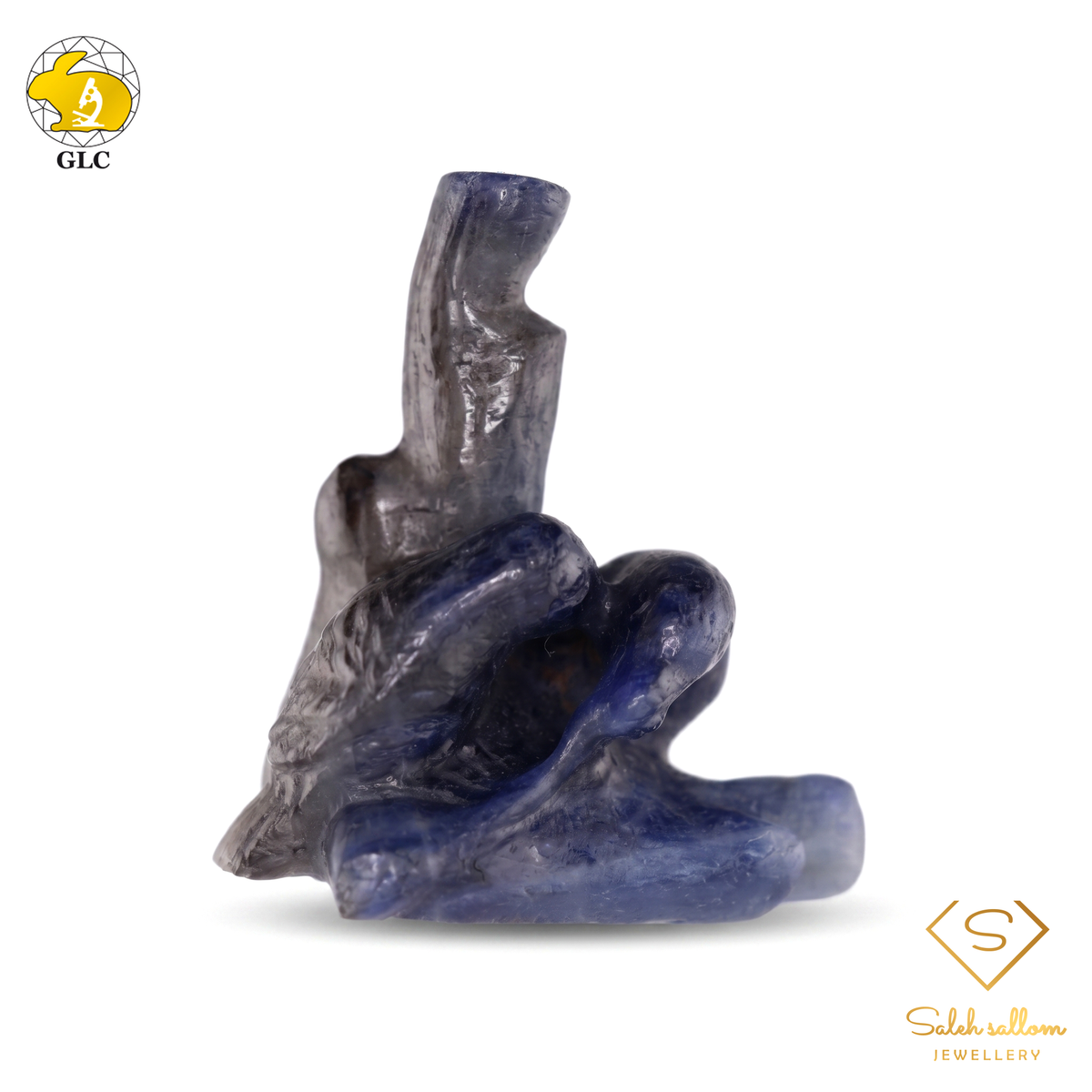 85.03 Ct Natural Unheated Blue Sapphire Figurative Carving | Certified Sapphire Sculpture | Collector Gemstone Artwork