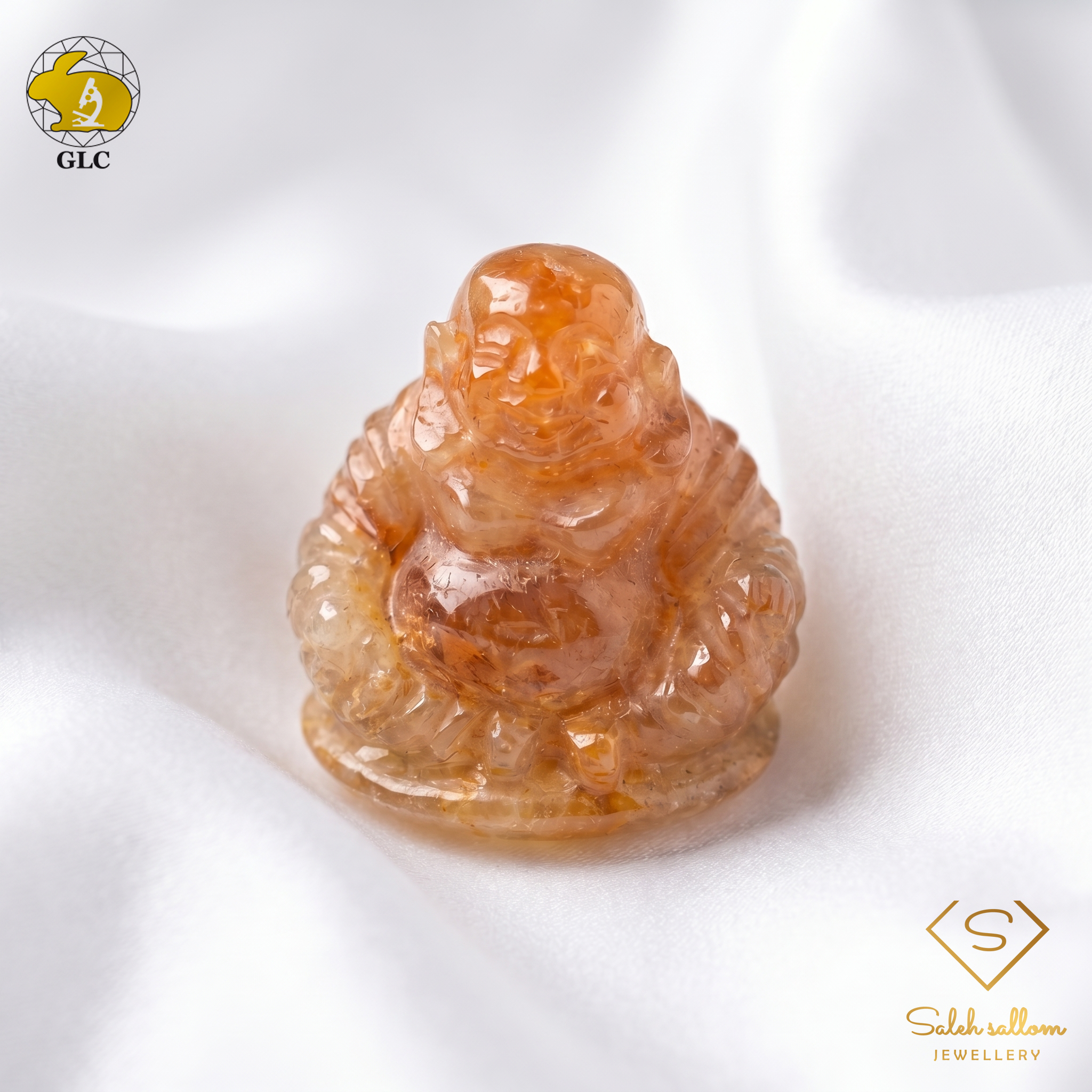 23.97 Ct Natural Unheated Yellow Sapphire Buddha Carving | Certified Sapphire Sculpture | Collector Gemstone Artwork Secondary image