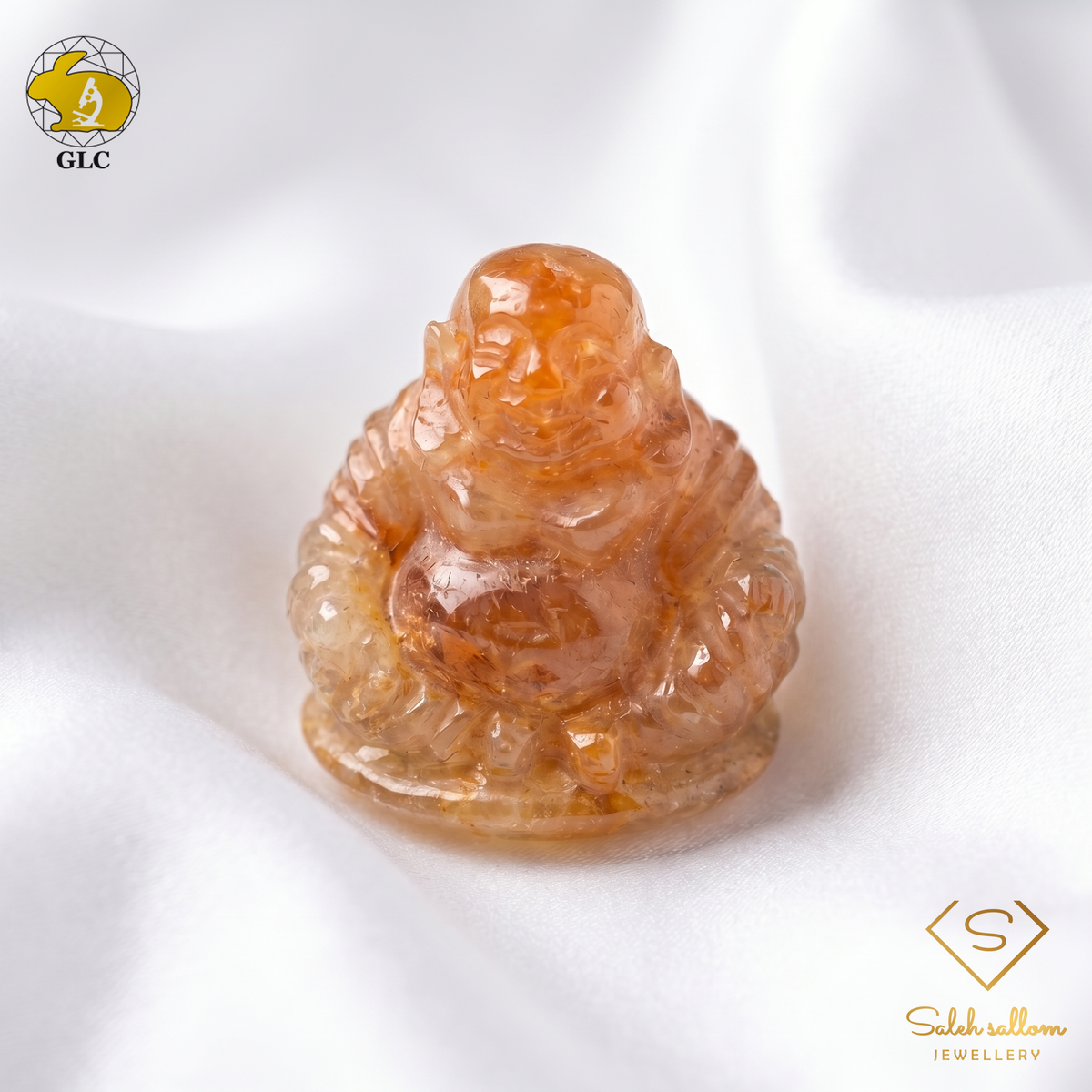 23.97 Ct Natural Unheated Yellow Sapphire Buddha Carving | Certified Sapphire Sculpture | Collector Gemstone Artwork