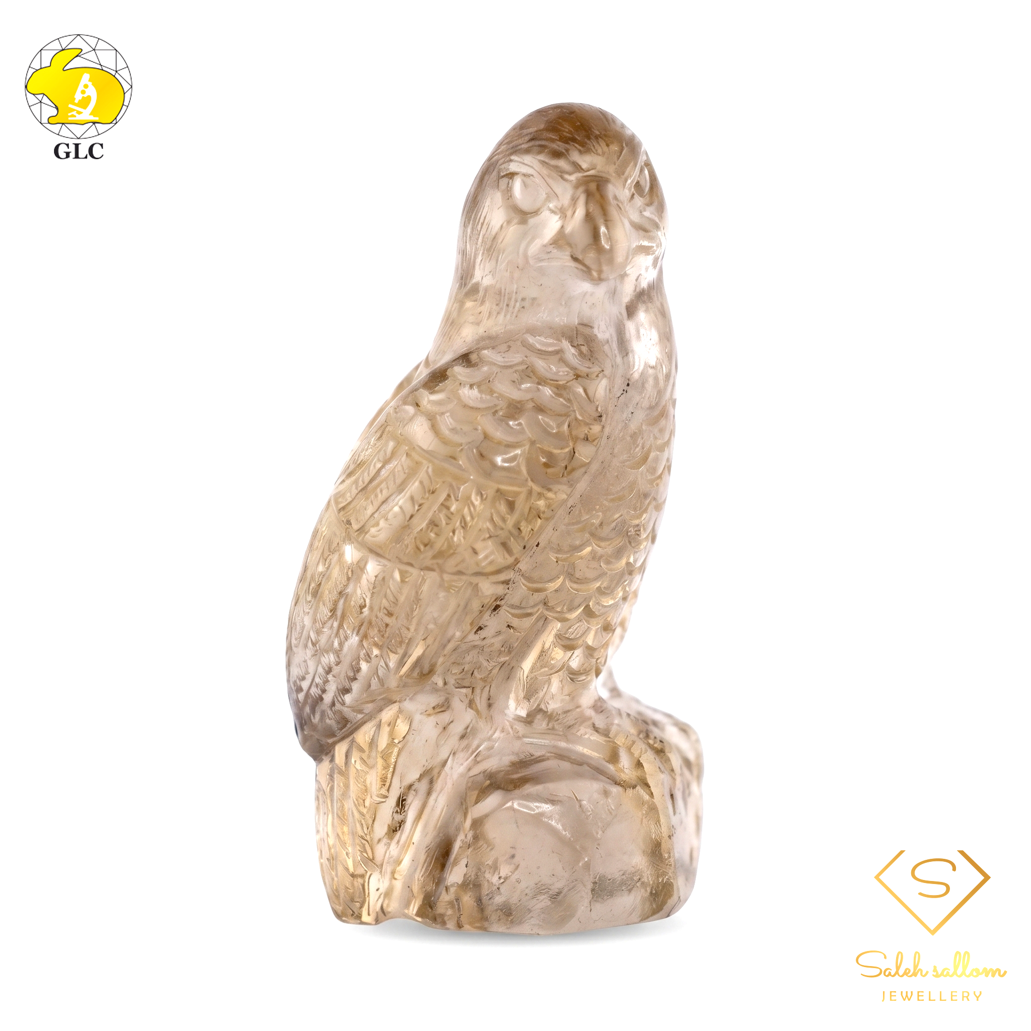 40.51 Ct Natural Yellow Quartz Owl Carving | Certified Quartz Sculpture | Collector Gemstone Artwork Secondary image