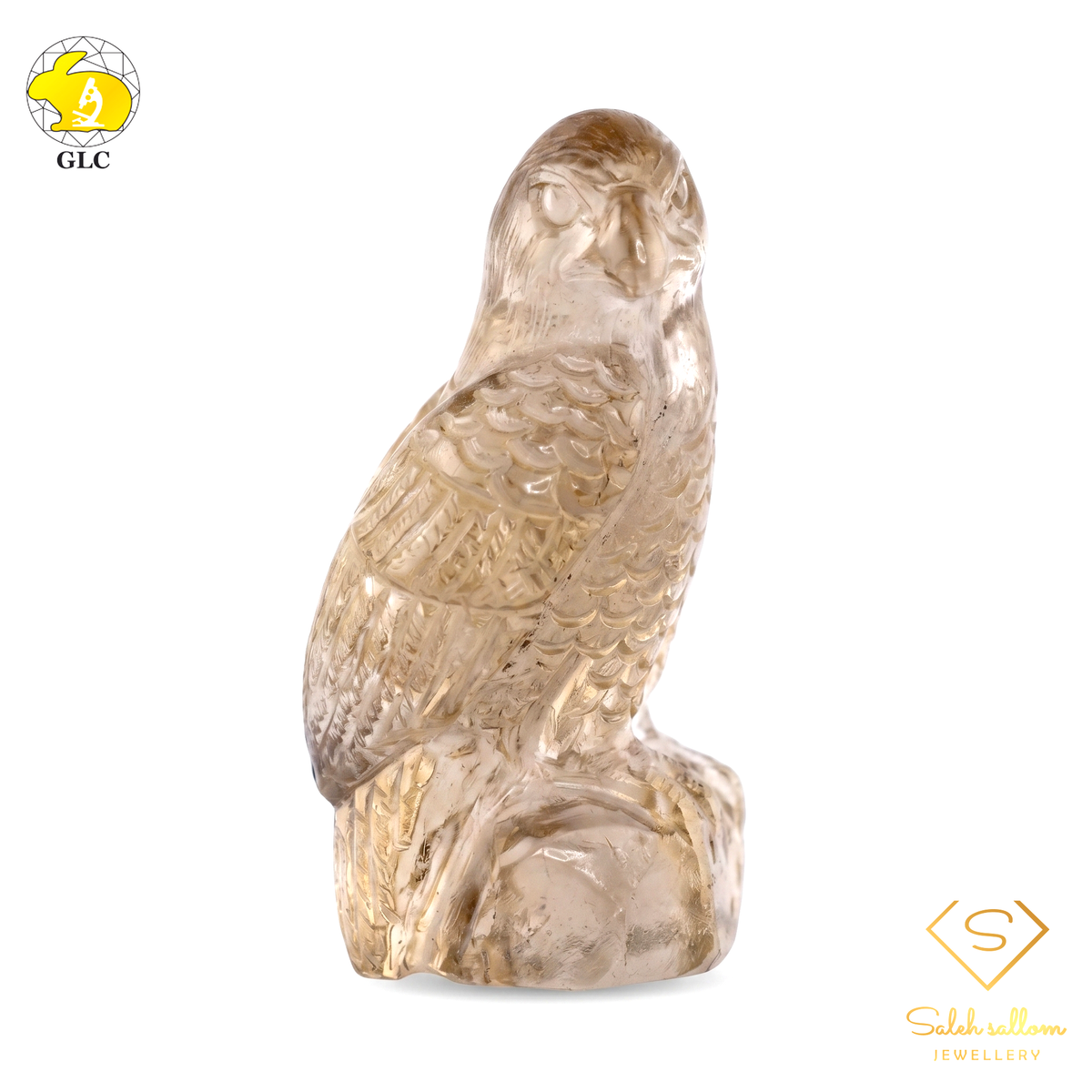40.51 Ct Natural Yellow Quartz Owl Carving | Certified Quartz Sculpture | Collector Gemstone Artwork