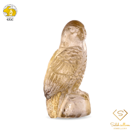 40.51 Ct Natural Yellow Quartz Owl Carving | Certified Quartz Sculpture | Collector Gemstone Artwork