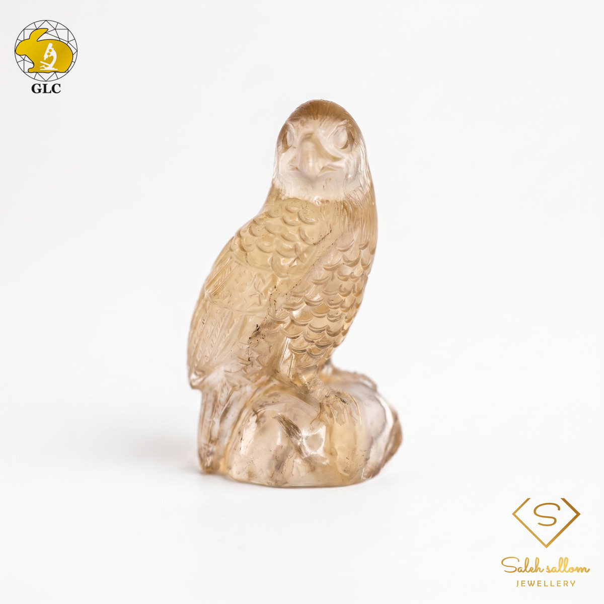 40.51 Ct Natural Yellow Quartz Owl Carving | Certified Quartz Sculpture | Collector Gemstone Artwork