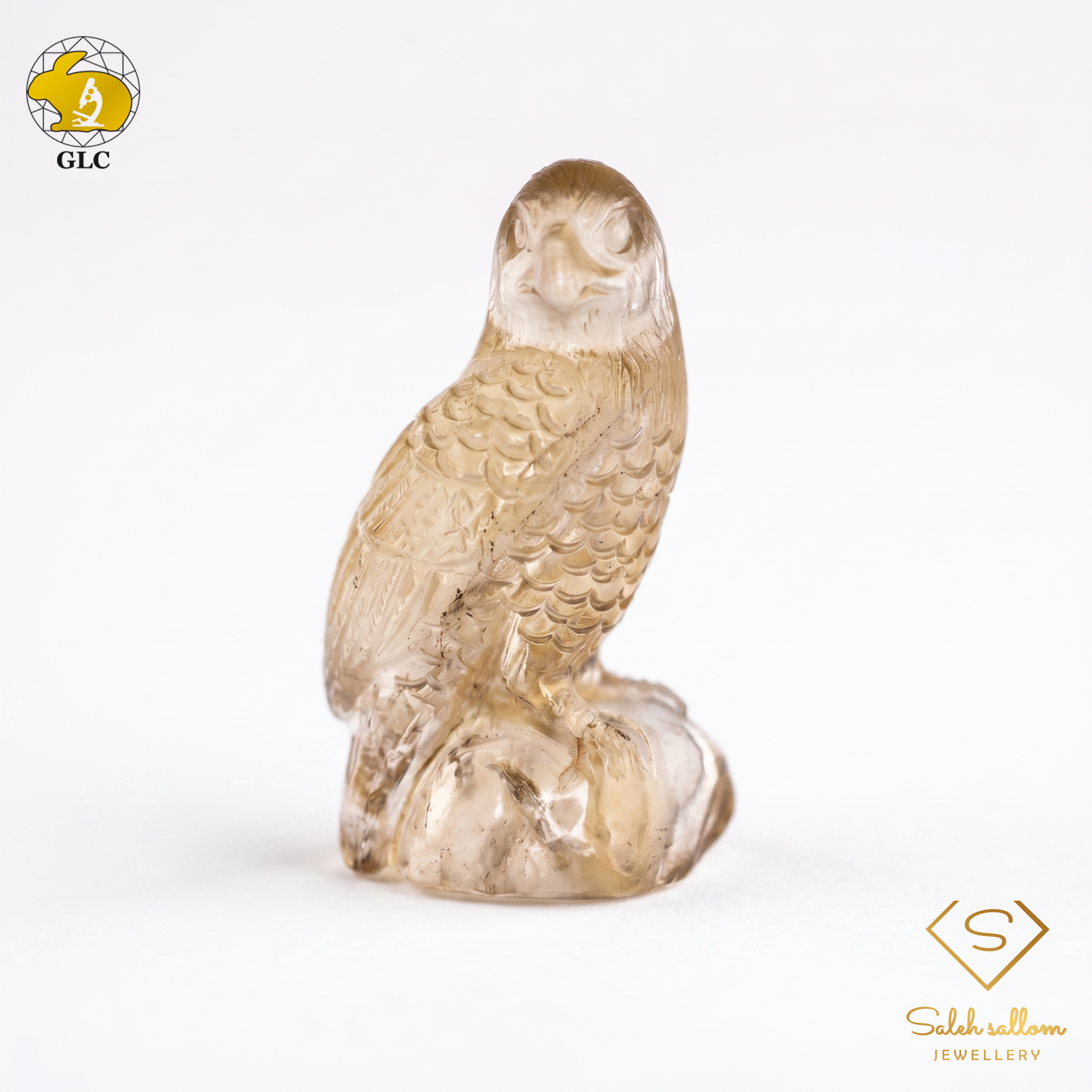 40.51 Ct Natural Yellow Quartz Owl Carving | Certified Quartz Sculpture | Collector Gemstone Artwork Main image