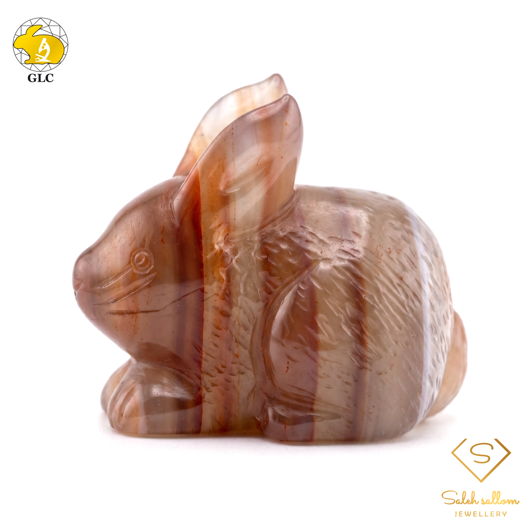 73.13 Ct Natural Purple-Orange Agate Rabbit Carving | Certified Agate Sculpture | Collector Gemstone Artwork