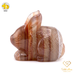 73.13 Ct Natural Purple-Orange Agate Rabbit Carving | Certified Agate Sculpture | Collector Gemstone Artwork