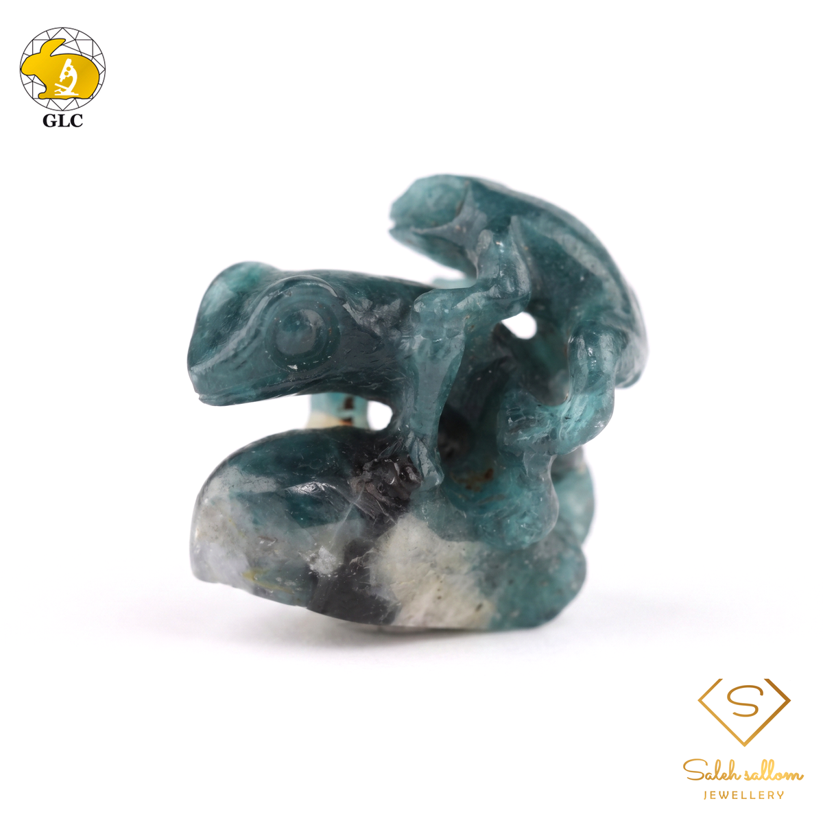 25.03 Ct Natural Grandidierite Frog Carving | Certified Bluish Green Grandidierite Sculpture | Rare Collector Gemstone