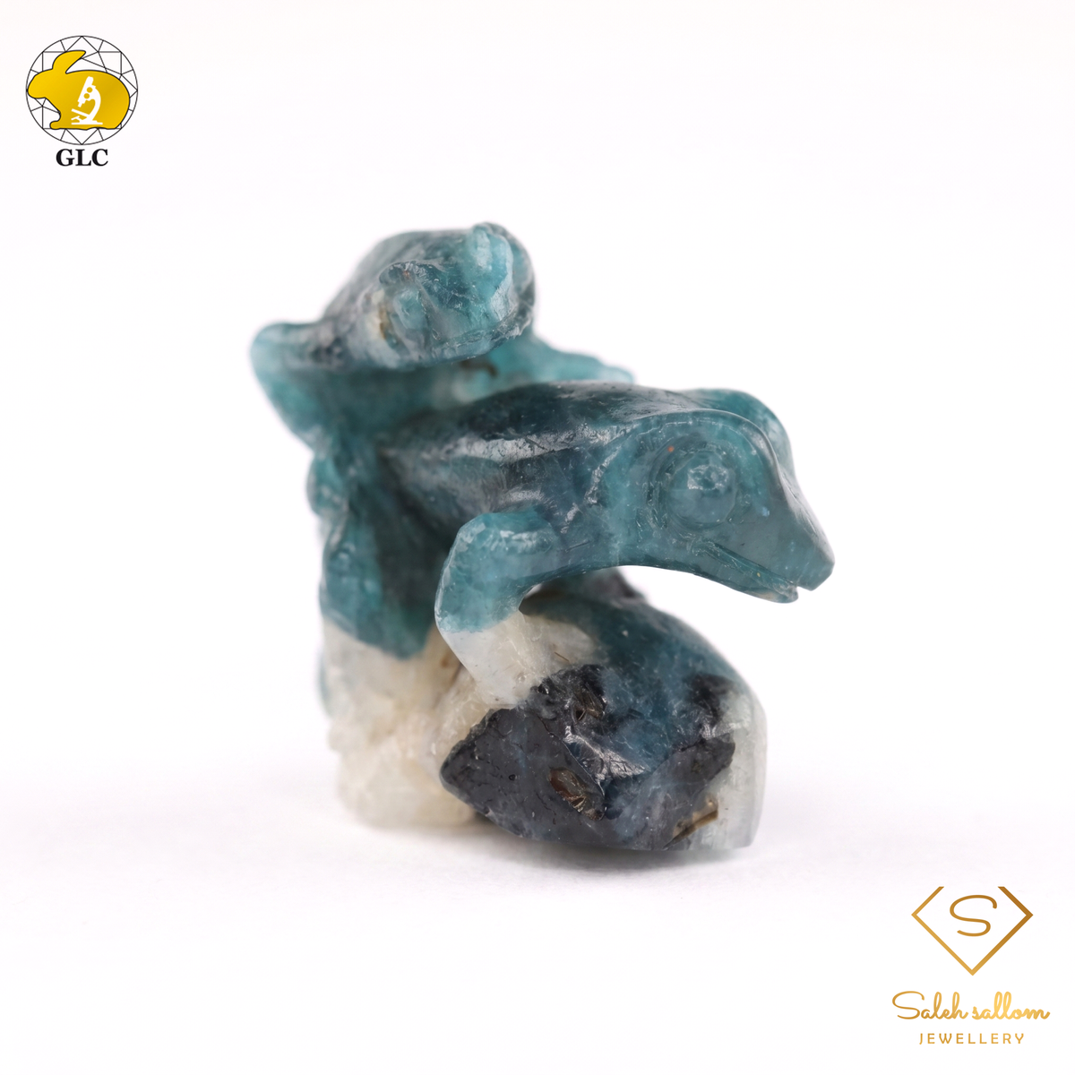 25.03 Ct Natural Grandidierite Frog Carving | Certified Bluish Green Grandidierite Sculpture | Rare Collector Gemstone