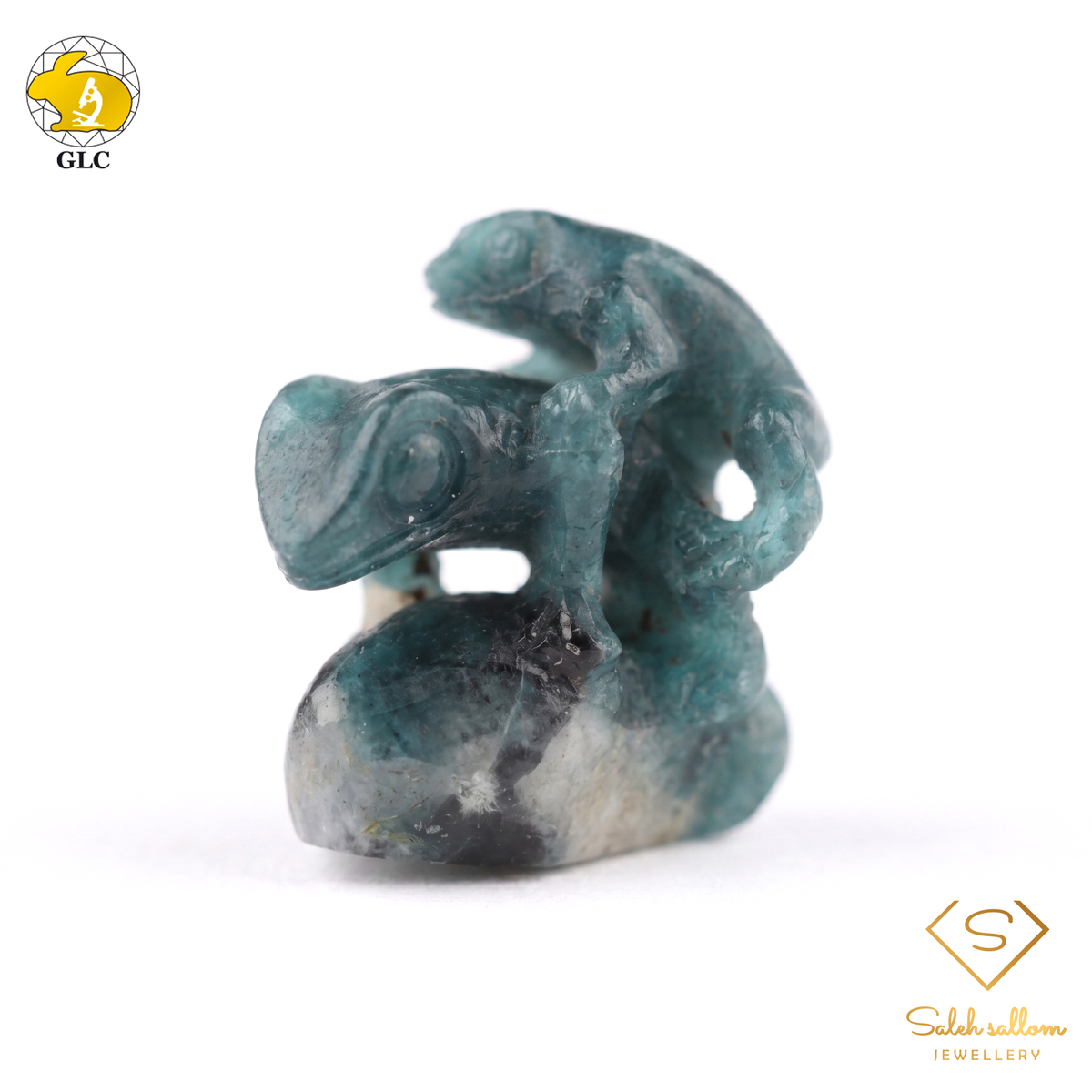 25.03 Ct Natural Grandidierite Frog Carving | Certified Bluish Green Grandidierite Sculpture | Rare Collector Gemstone