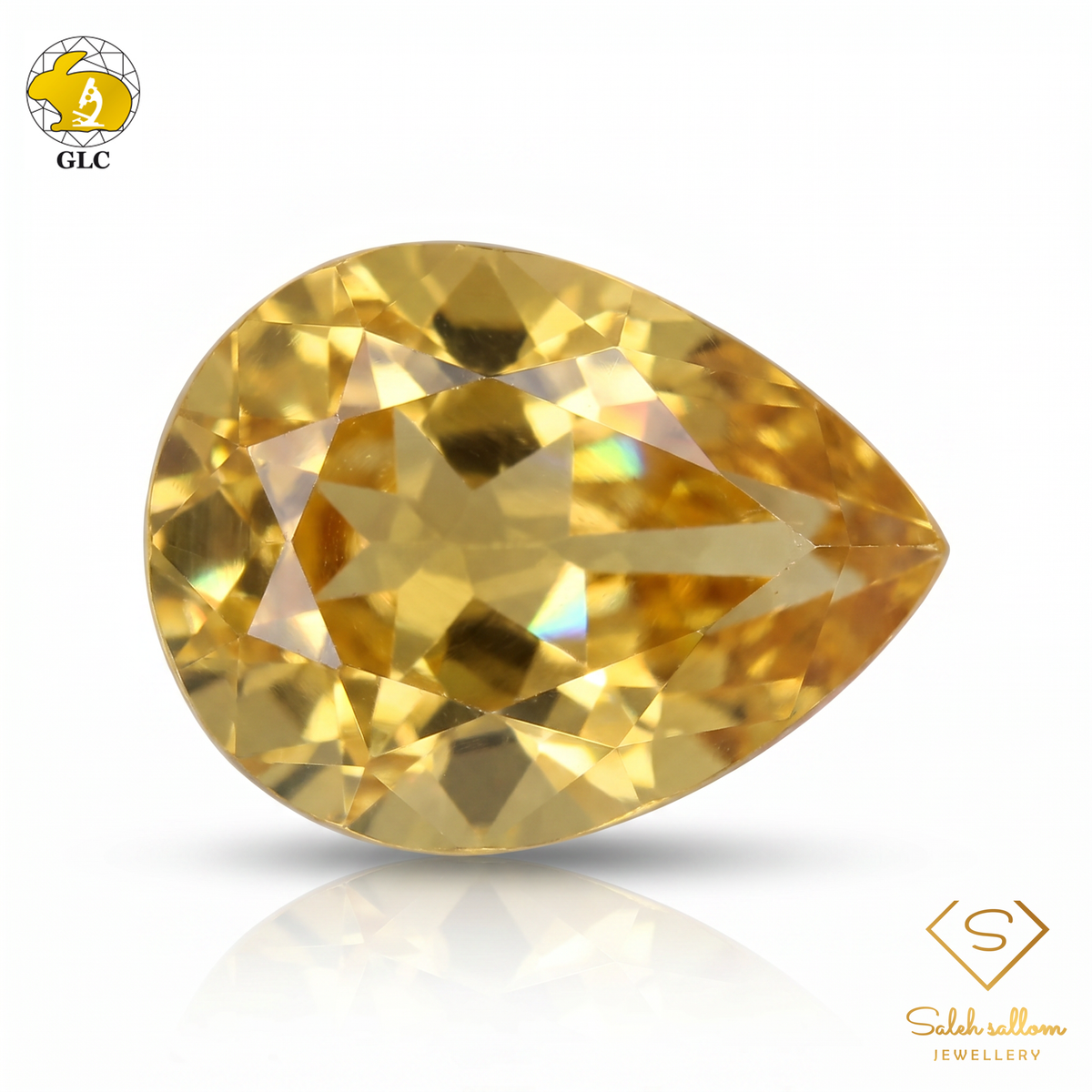 GLC Certified Natural Citrine | 1.61 Carats Pear Fancy Cut-Saleh Sallom