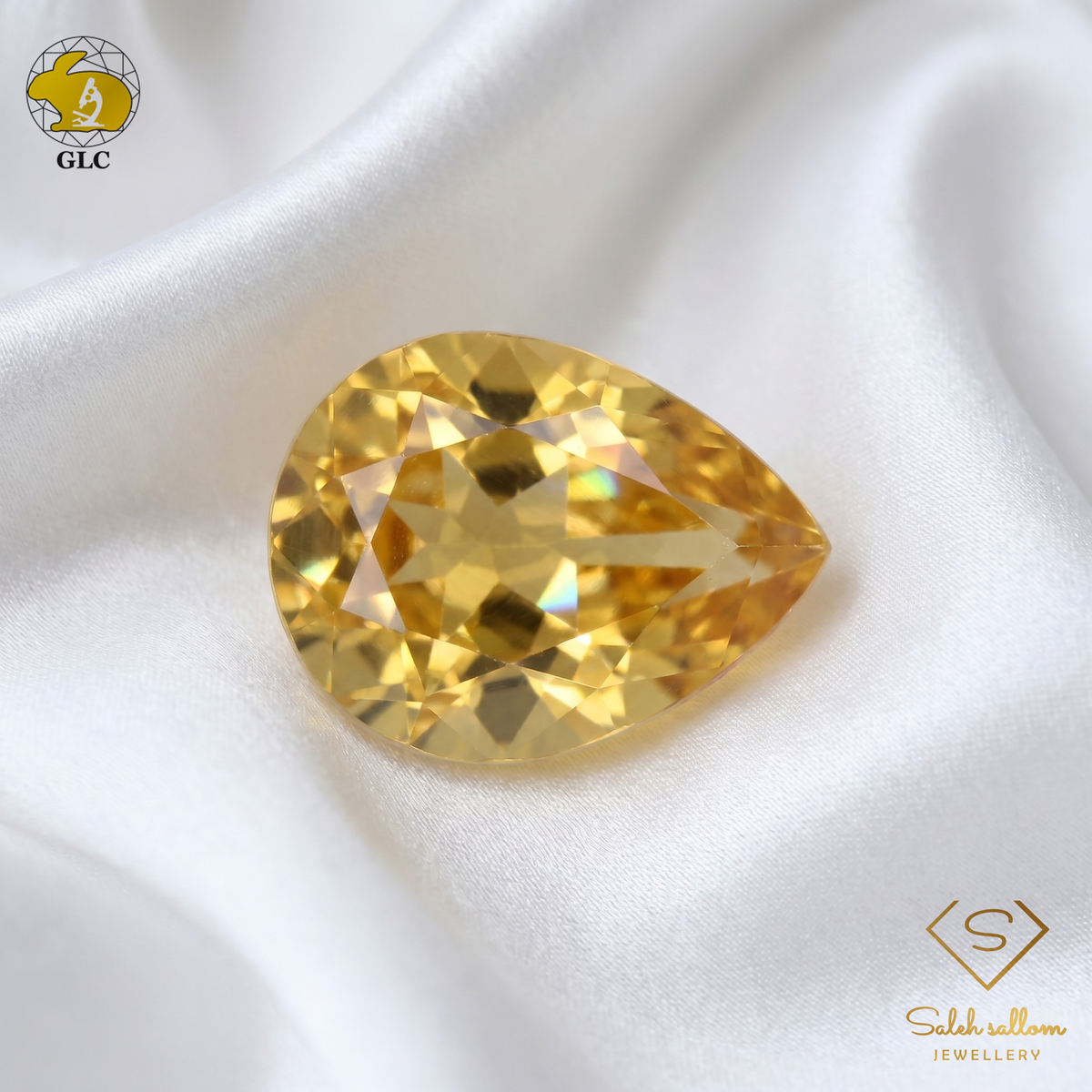 GLC Certified Natural Citrine | 1.61 Carats Pear Fancy Cut-Saleh Sallom