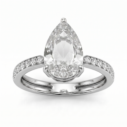 Lab Grown Pear Diamond Ring | 3.72 CT Total Diamonds | 18K White Gold-Saleh Sallom