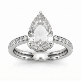 Lab Grown Pear Diamond Ring | 3.72 CT Total Diamonds | 18K White Gold-Saleh Sallom