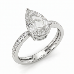 Lab Grown Pear Diamond Ring | 3.72 CT Total Diamonds | 18K White Gold-Saleh Sallom