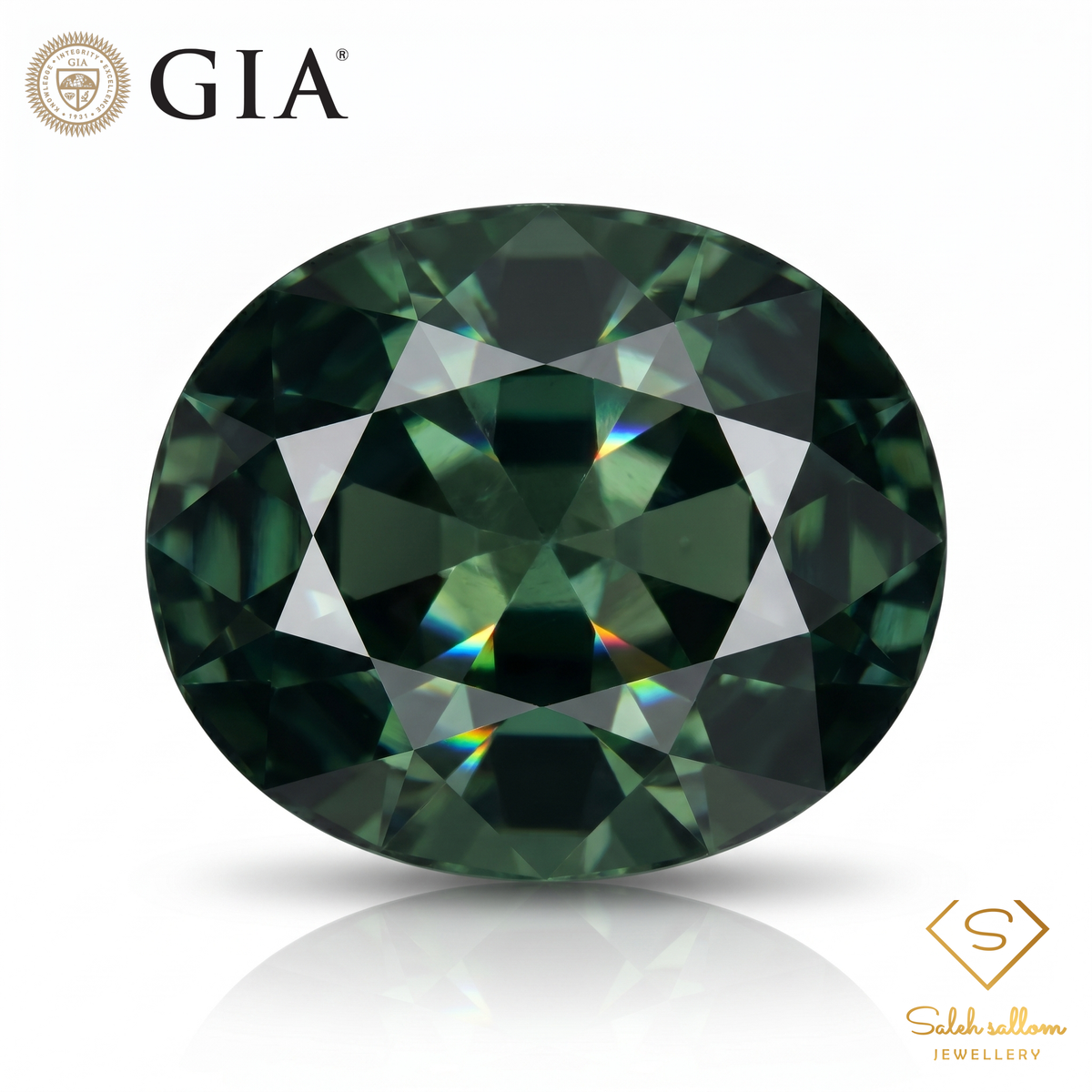 GIA Certified Natural Greenish Blue Sapphire | 1.84 Carats Oval Mixed Cut | Unheated-Saleh Sallom