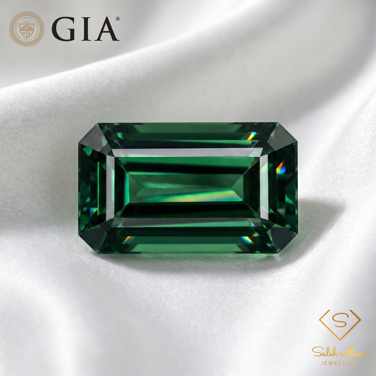 GIA Certified Natural Bluish Green Sapphire | 8.16 Carats Octagonal Step Cut | Heated-Saleh Sallom