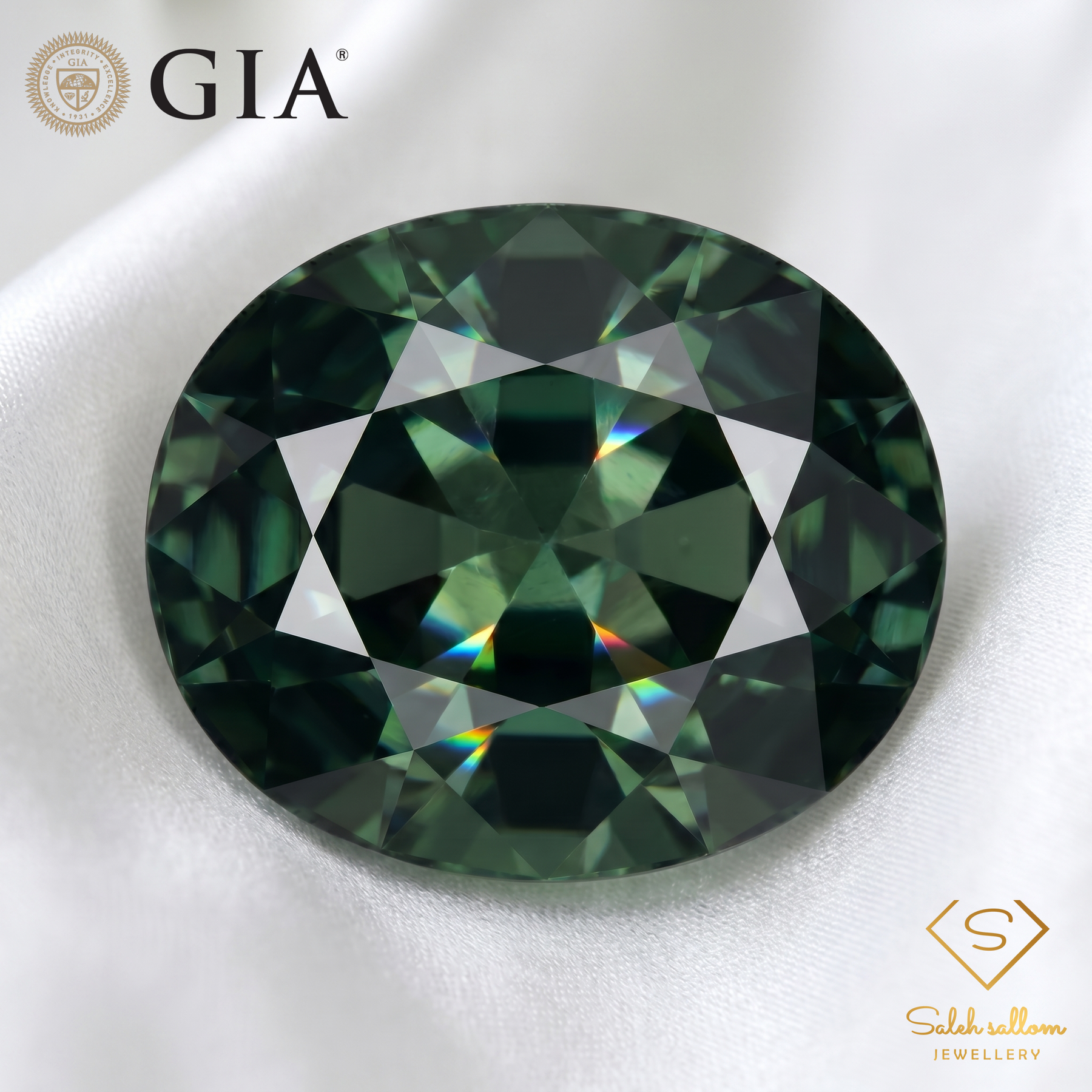 GIA Certified Natural Greenish Blue Sapphire | 1.84 Carats Oval Mixed Cut | Unheated-Saleh Sallom