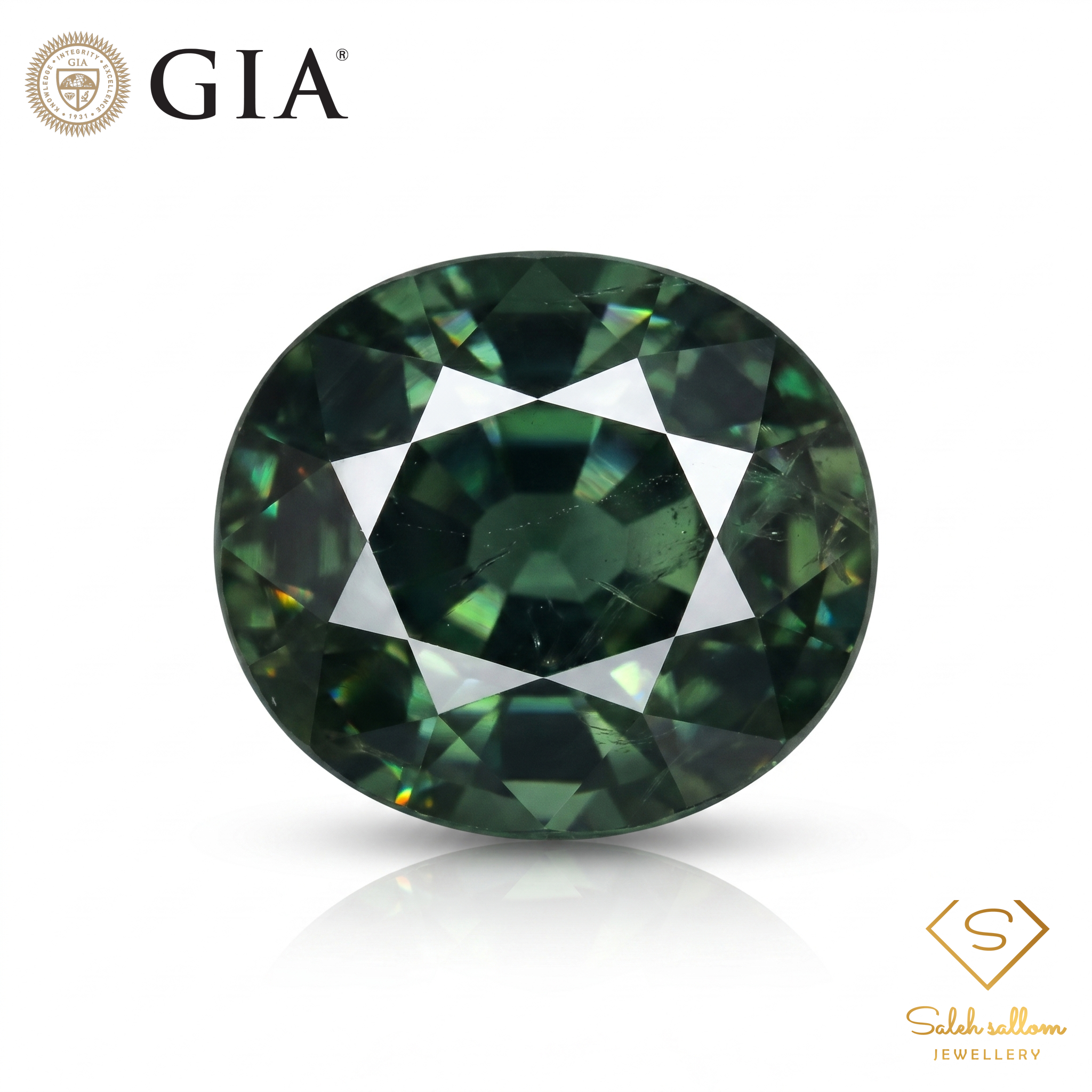 GIA Certified Natural Greenish Blue Sapphire | 5.90 Carats Cushion Mixed Cut | Beryllium Diffused-Saleh Sallom Main image