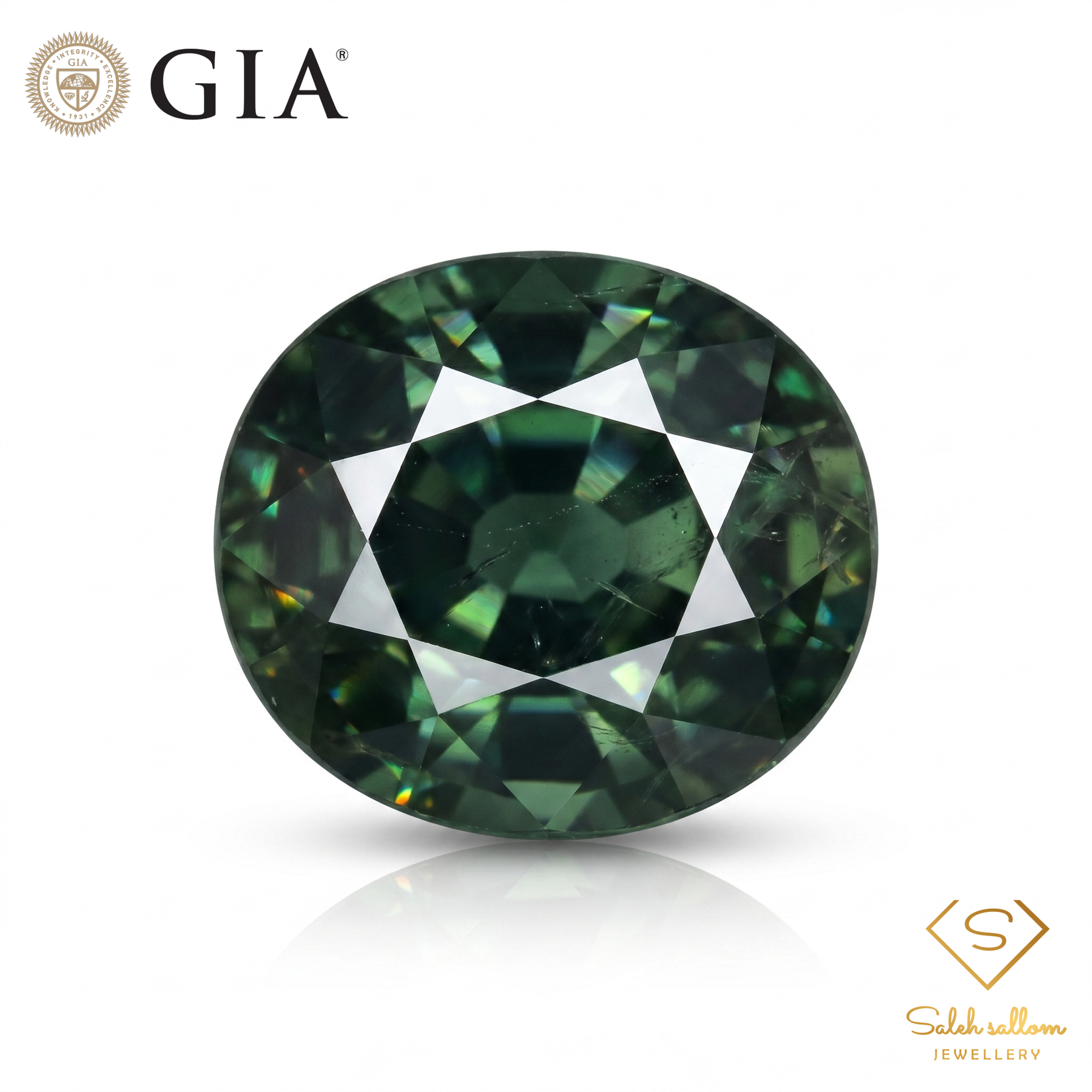 GIA Certified Natural Greenish Blue Sapphire | 5.90 Carats Cushion Mixed Cut | Beryllium Diffused-Saleh Sallom