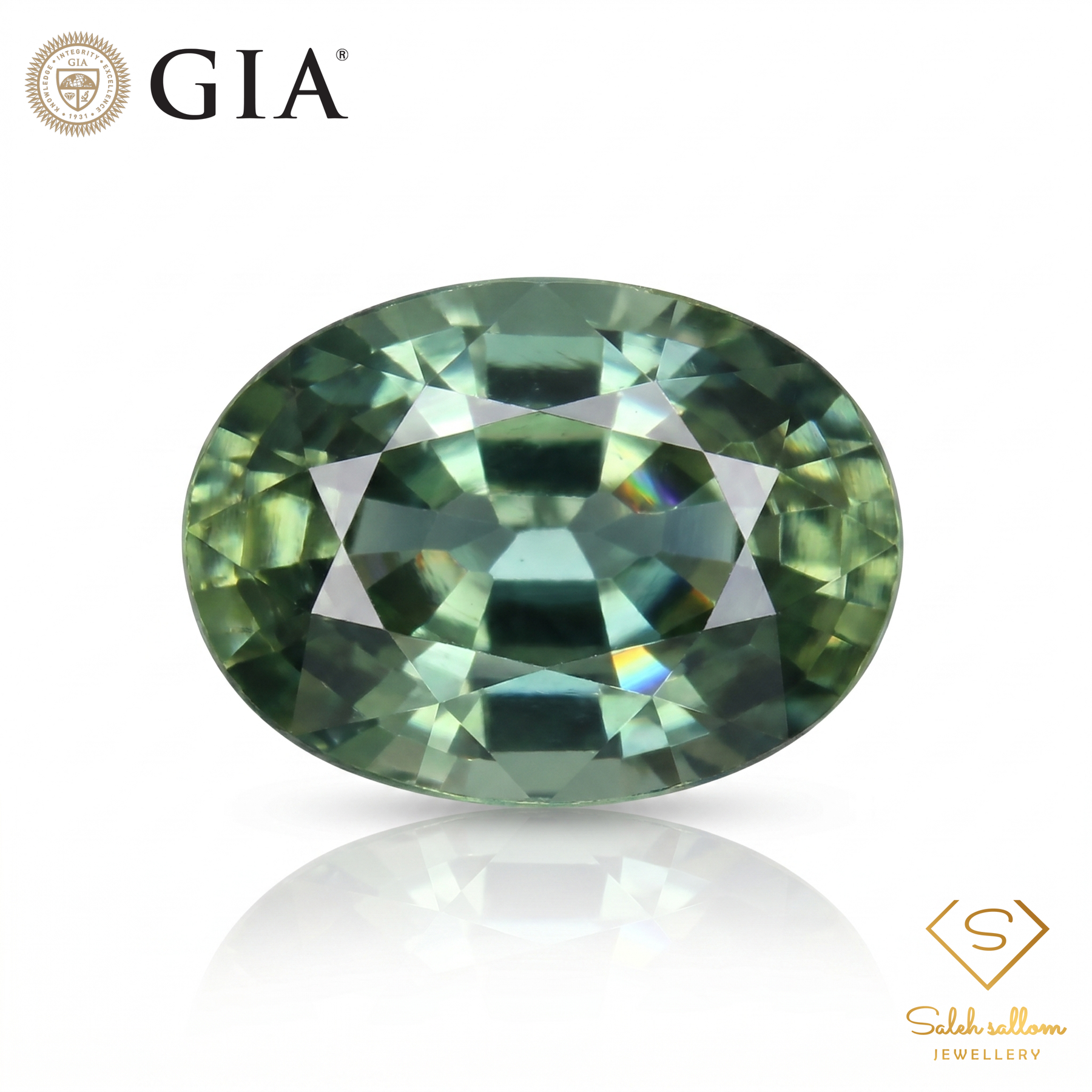 GIA Certified Natural Zoned Blue and Yellow-Green Sapphire | 0.96 Carat Oval Mixed Cut | Heated-Saleh Sallom