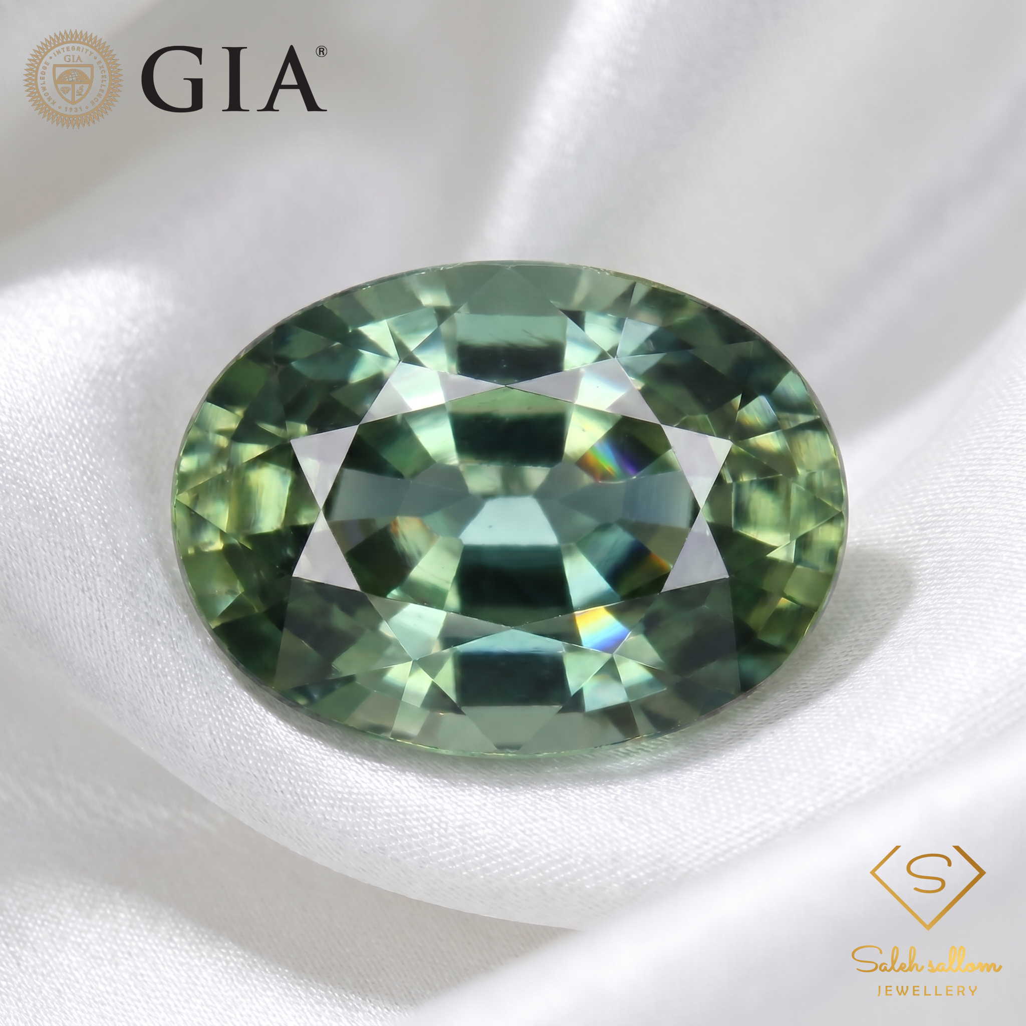 GIA Certified Natural Zoned Blue and Yellow-Green Sapphire | 0.96 Carat Oval Mixed Cut | Heated Secondary image