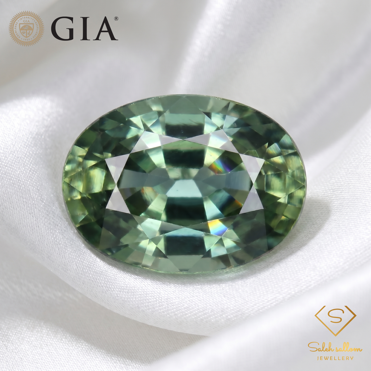 GIA Certified Natural Zoned Blue and Yellow-Green Sapphire | 0.96 Carat Oval Mixed Cut | Heated-Saleh Sallom