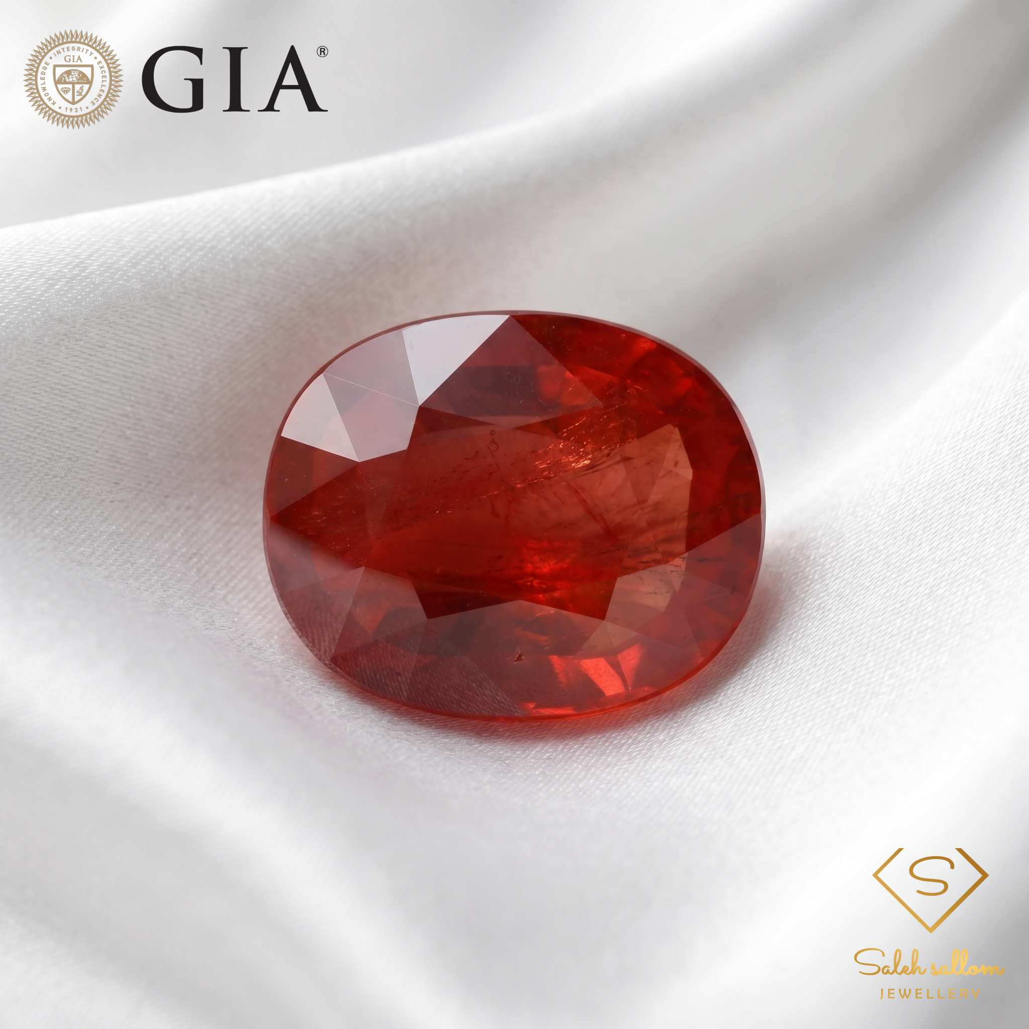 GIA Certified Natural Red-Orange Sapphire | 5.18 Carats Oval Mixed Cut | Beryllium Diffused Luxury Gemstone Secondary image