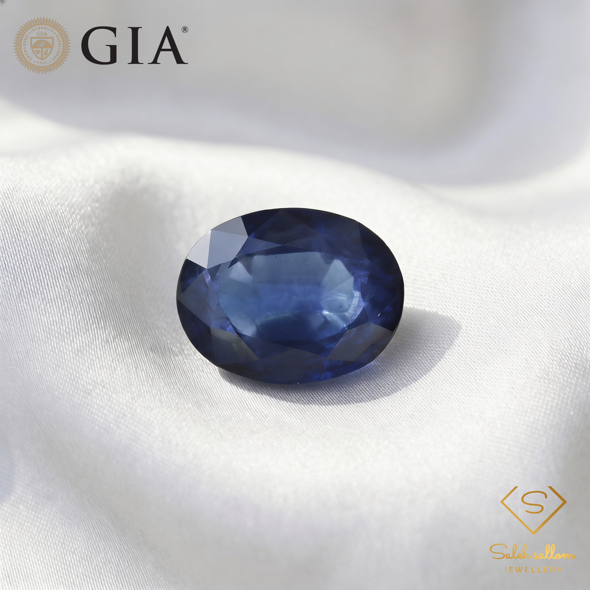 GIA Certified Natural Blue Sapphire | 3.63 Carats Oval Mixed Cut | Titanium Diffused Luxury Gemstone-Saleh Sallom