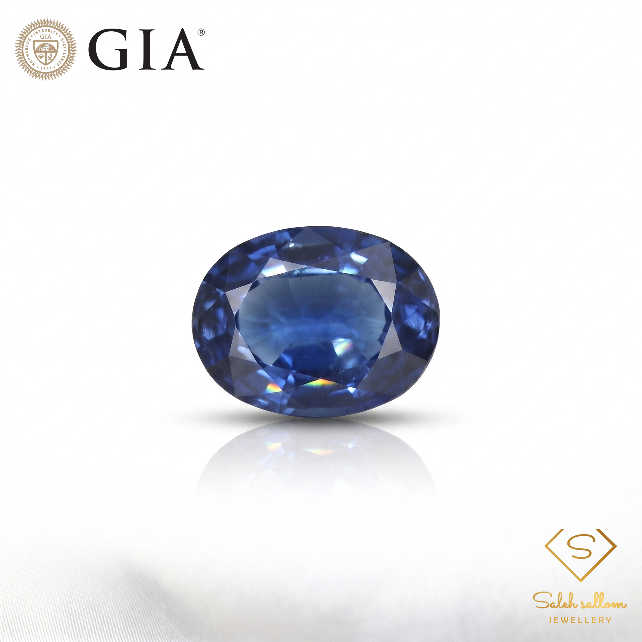 GIA Certified Natural Blue Sapphire | 3.63 Carats Oval Mixed Cut | Titanium Diffused Luxury Gemstone-Saleh Sallom Main image
