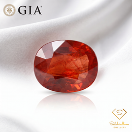 GIA Certified Natural Red-Orange Sapphire | 5.18 Carats Oval Mixed Cut | Beryllium Diffused Luxury Gemstone-Saleh Sallom