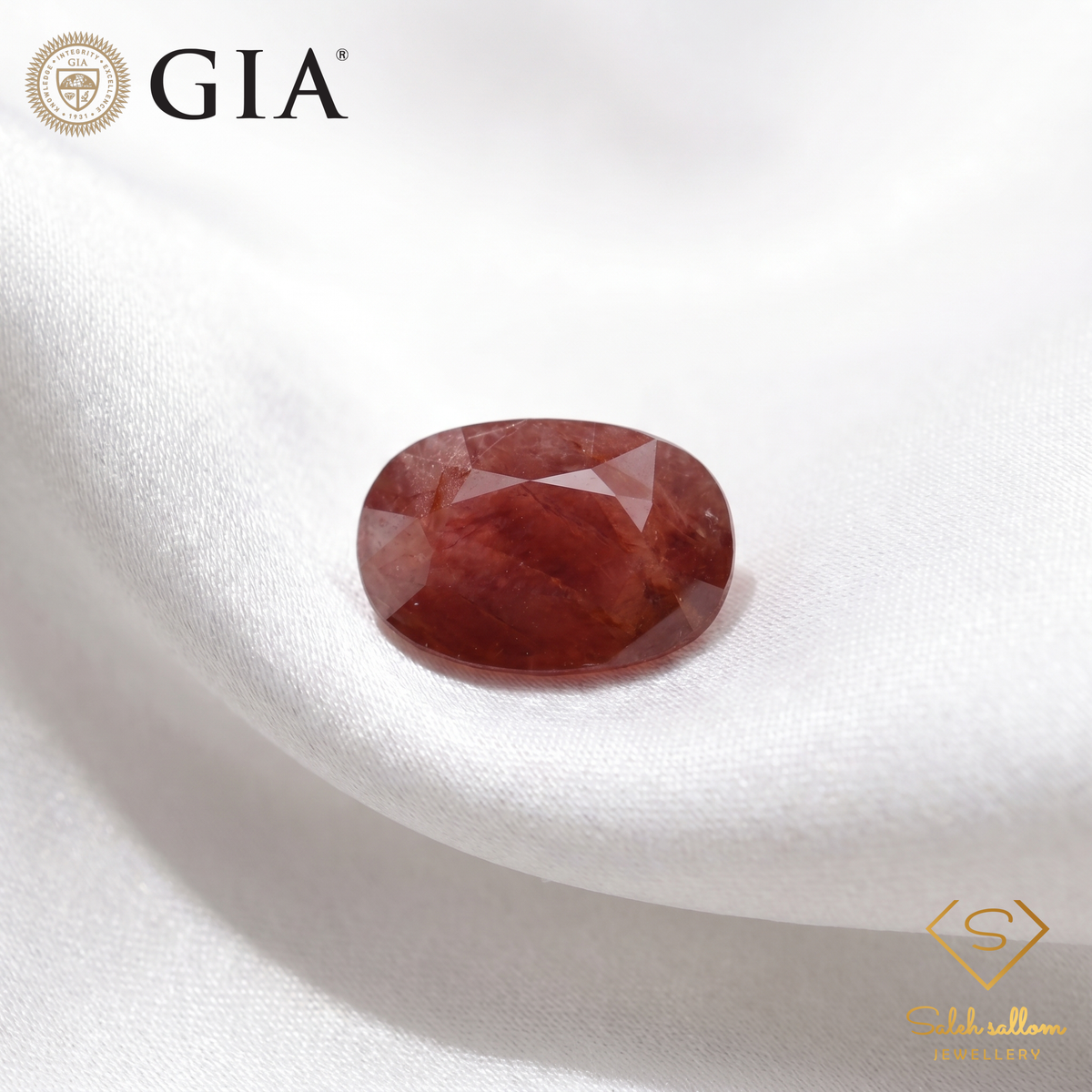GIA Certified Natural Brownish Red-Orange Sapphire | 7.10 Carats Oval Mixed Cut | Unheated-Saleh Sallom