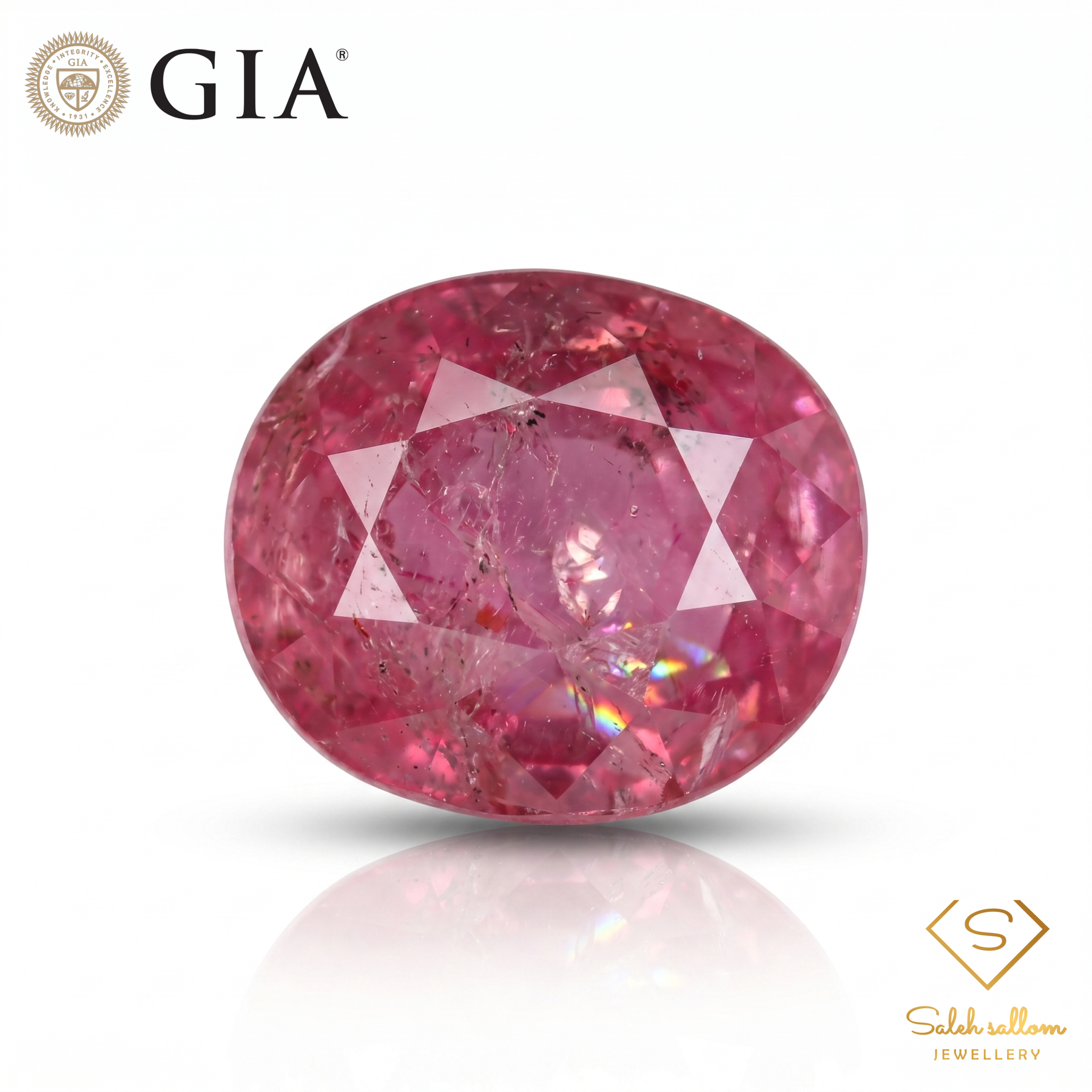 GIA Certified Natural Red-Purple Sapphire | 2.17 Carats Oval Mixed Cut | Unheated-Saleh Sallom