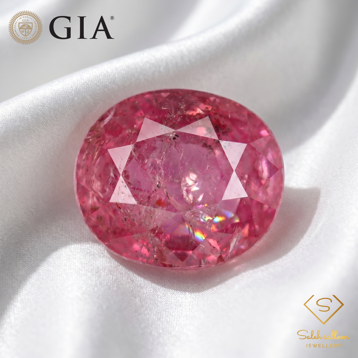 GIA Certified Natural Red-Purple Sapphire | 2.17 Carats Oval Mixed Cut | Unheated-Saleh Sallom