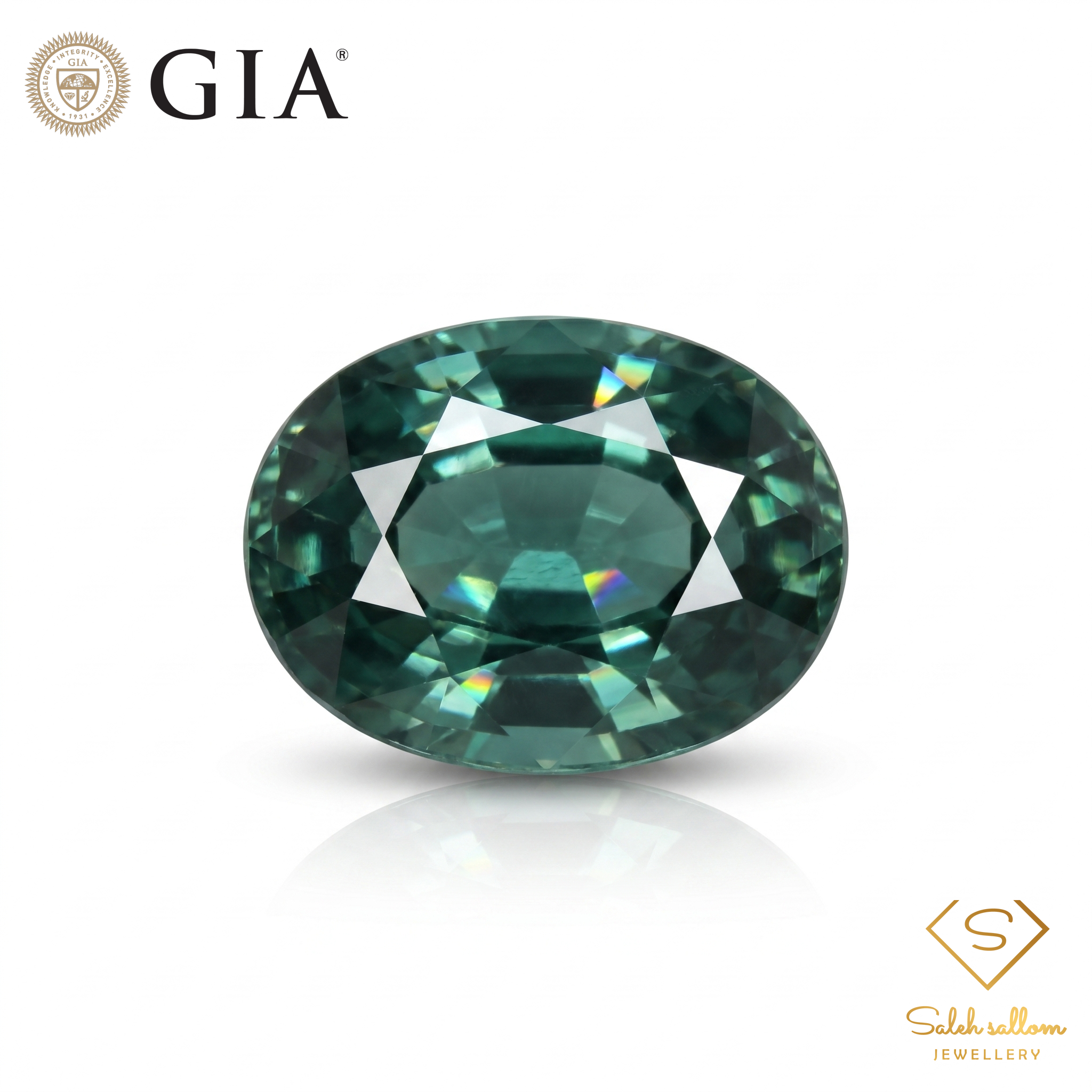 GIA Certified Natural Greenish Blue Sapphire | 1.06 Carat Oval Mixed Cut | Luxury Gemstone-Saleh Sallom Main image