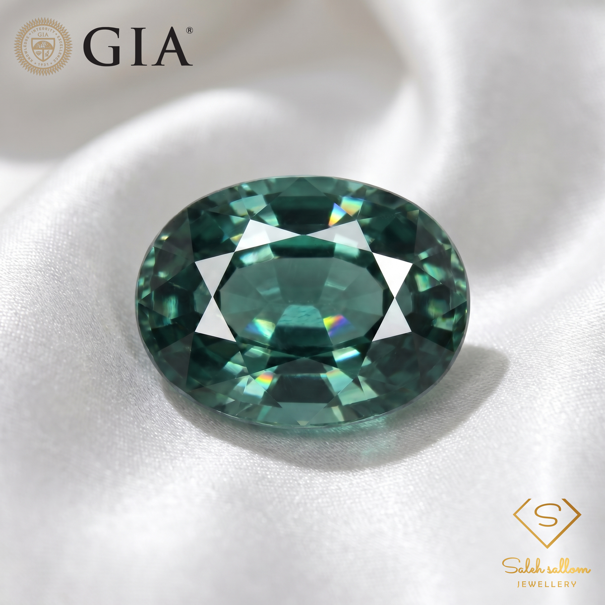 GIA Certified Natural Greenish Blue Sapphire | 1.06 Carat Oval Mixed Cut | Luxury Gemstone-Saleh Sallom