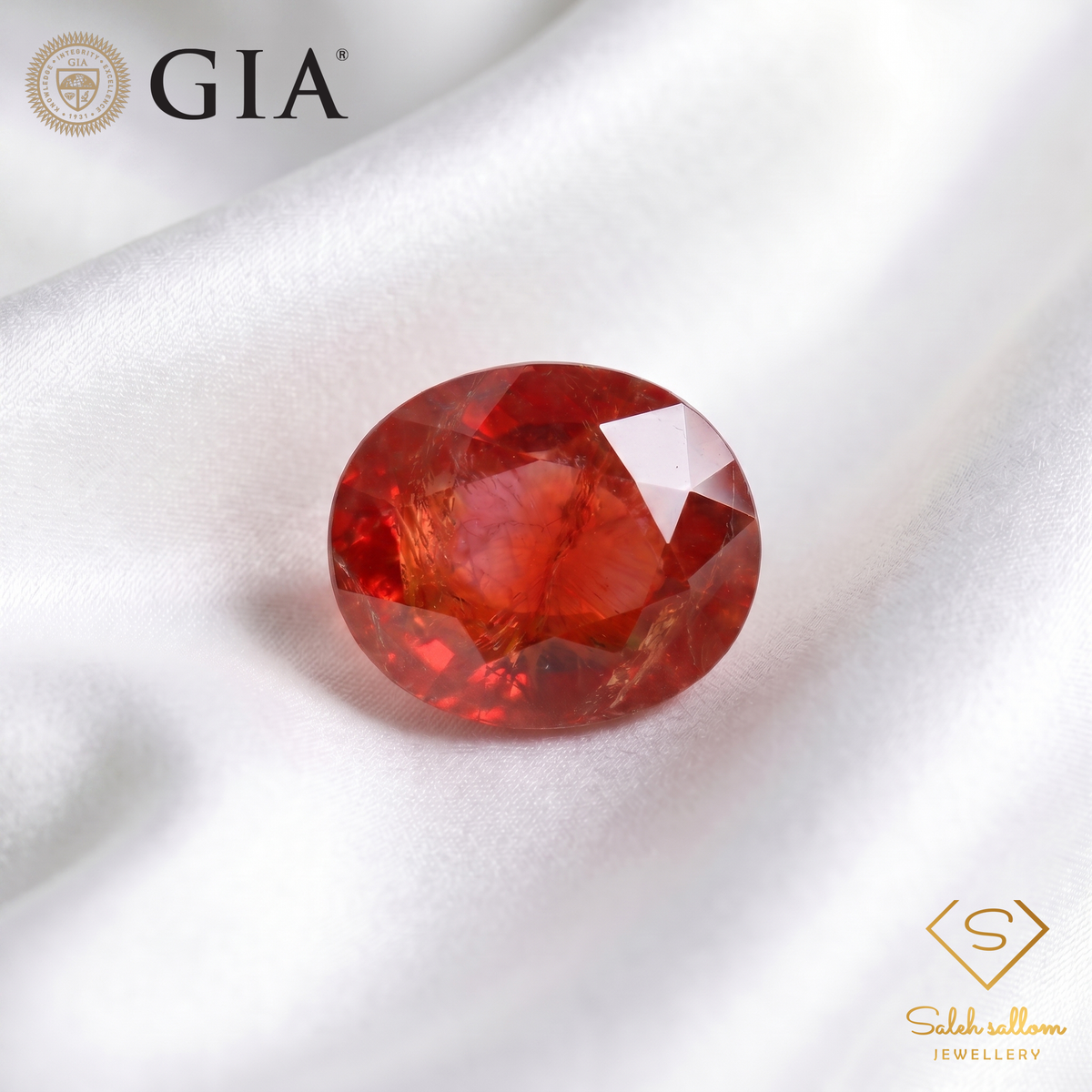 GIA Certified Natural Reddish Orange Sapphire | 6.11 Carat Oval Mixed Cut | Luxury Gemstone-Saleh Sallom