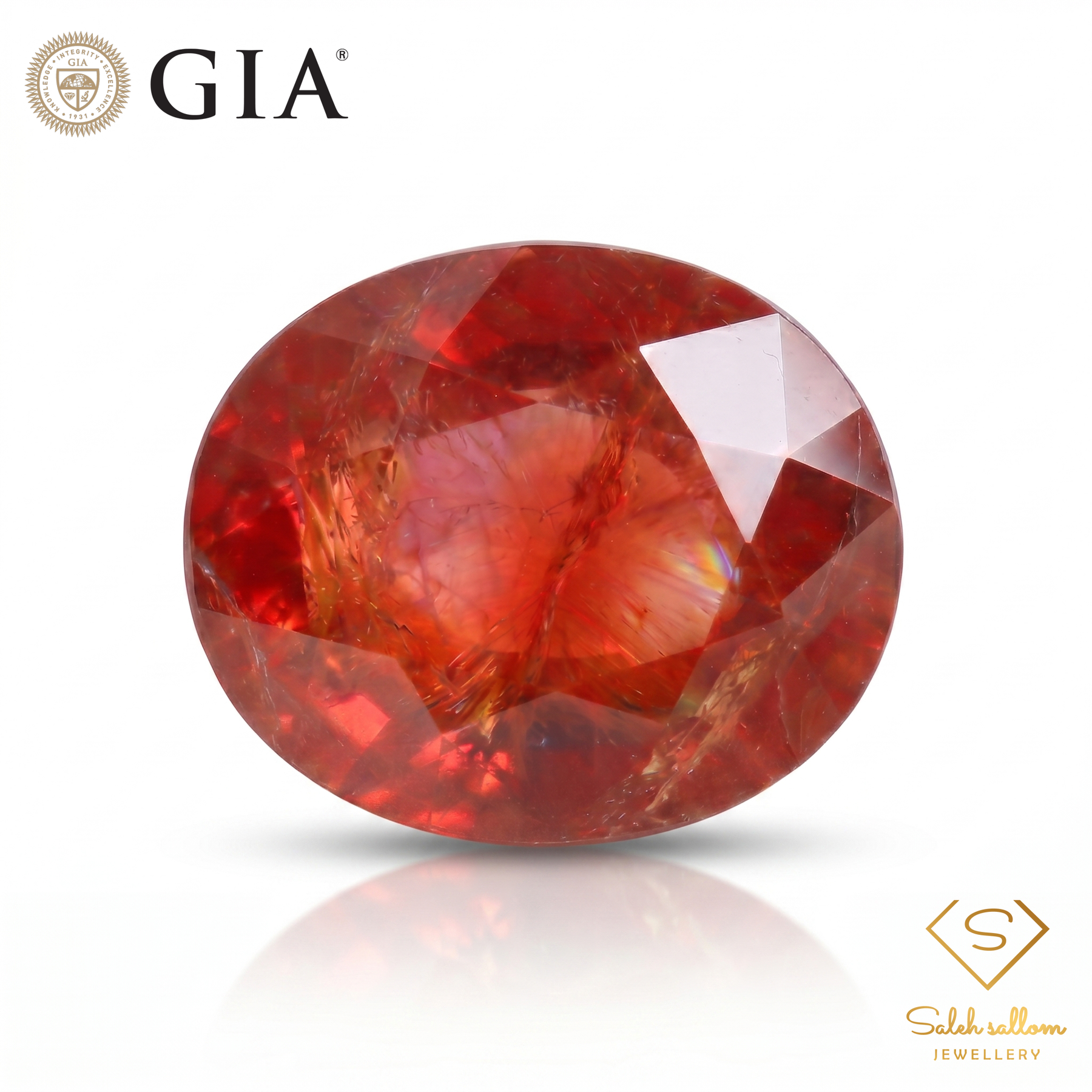 GIA Certified Natural Reddish Orange Sapphire | 6.11 Carat Oval Mixed Cut | Luxury Gemstone-Saleh Sallom