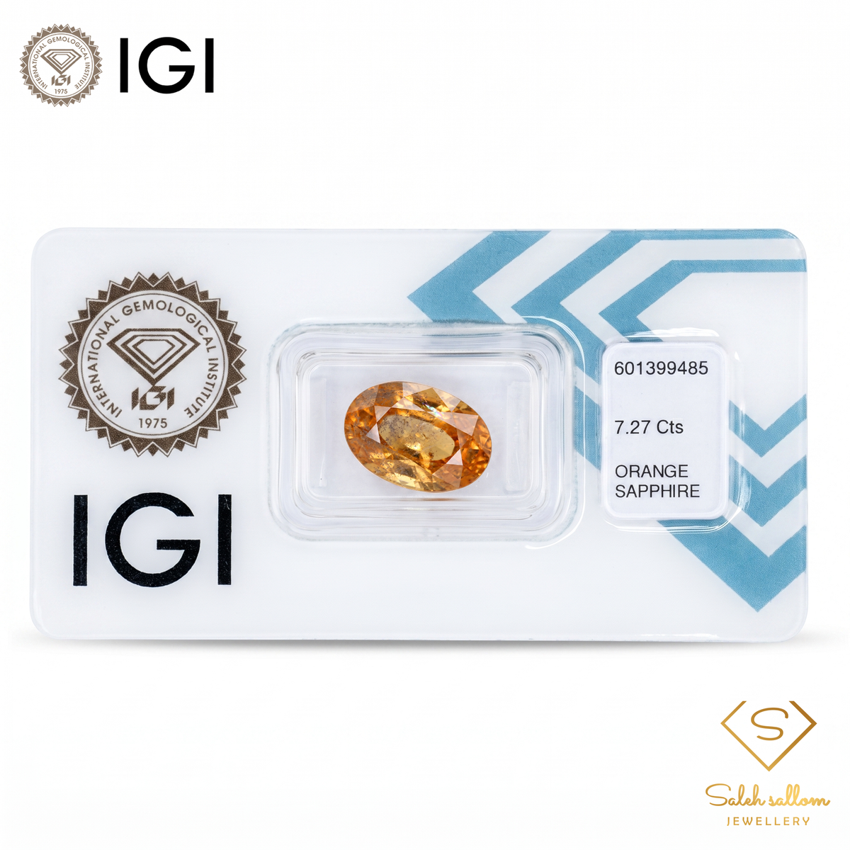 IGI Certified Natural Orange Sapphire | 7.27 Carat Oval Mixed Cut | Luxury Gemstone-Saleh Sallom