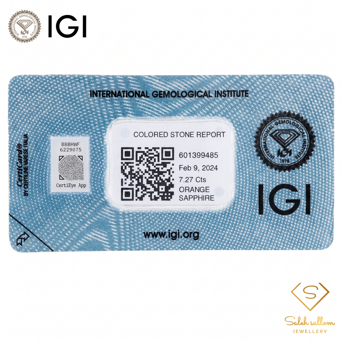 IGI Certified Natural Orange Sapphire | 7.27 Carat Oval Mixed Cut | Luxury Gemstone-Saleh Sallom