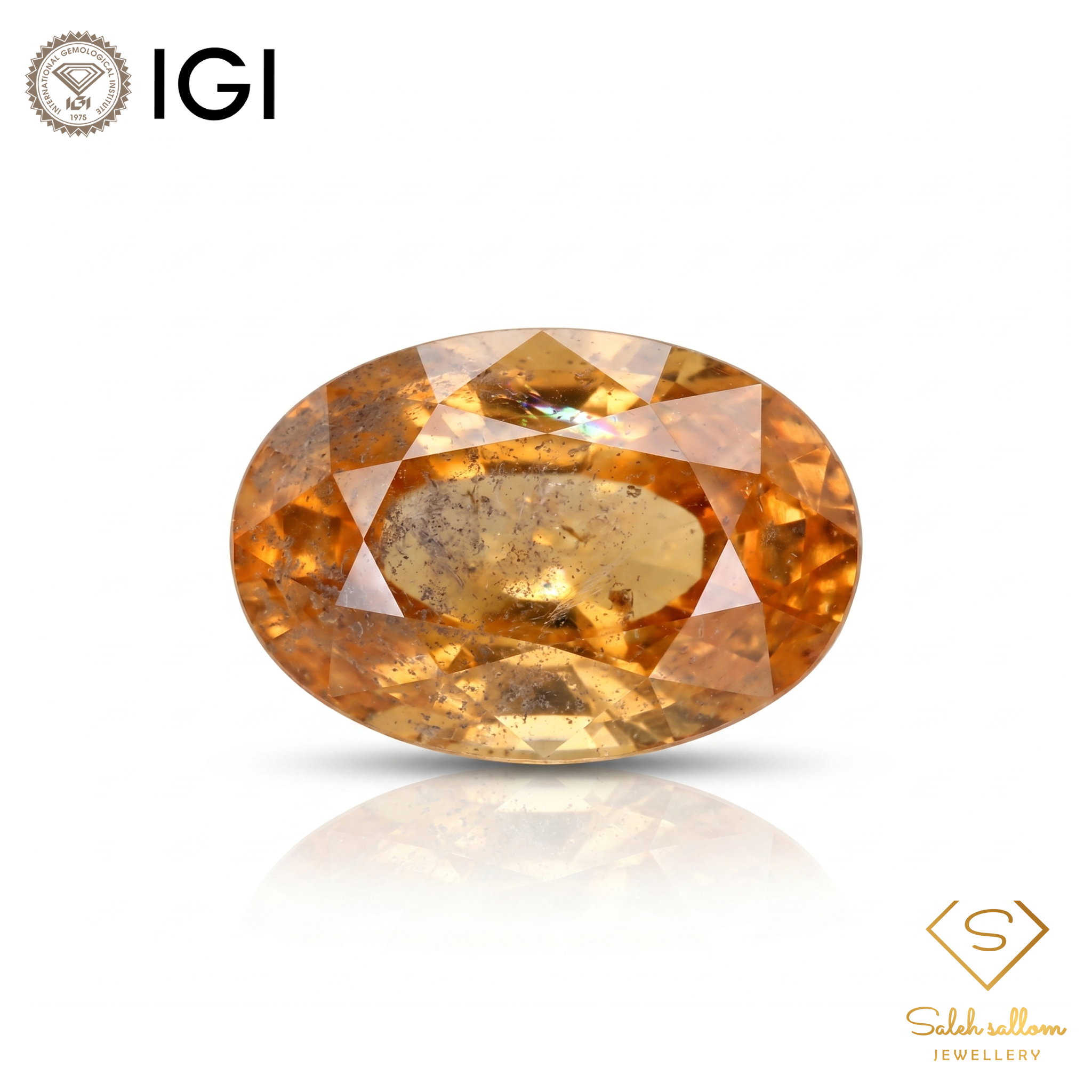 IGI Certified Natural Orange Sapphire | 7.27 Carat Oval Mixed Cut | Luxury Gemstone-Saleh Sallom Main image