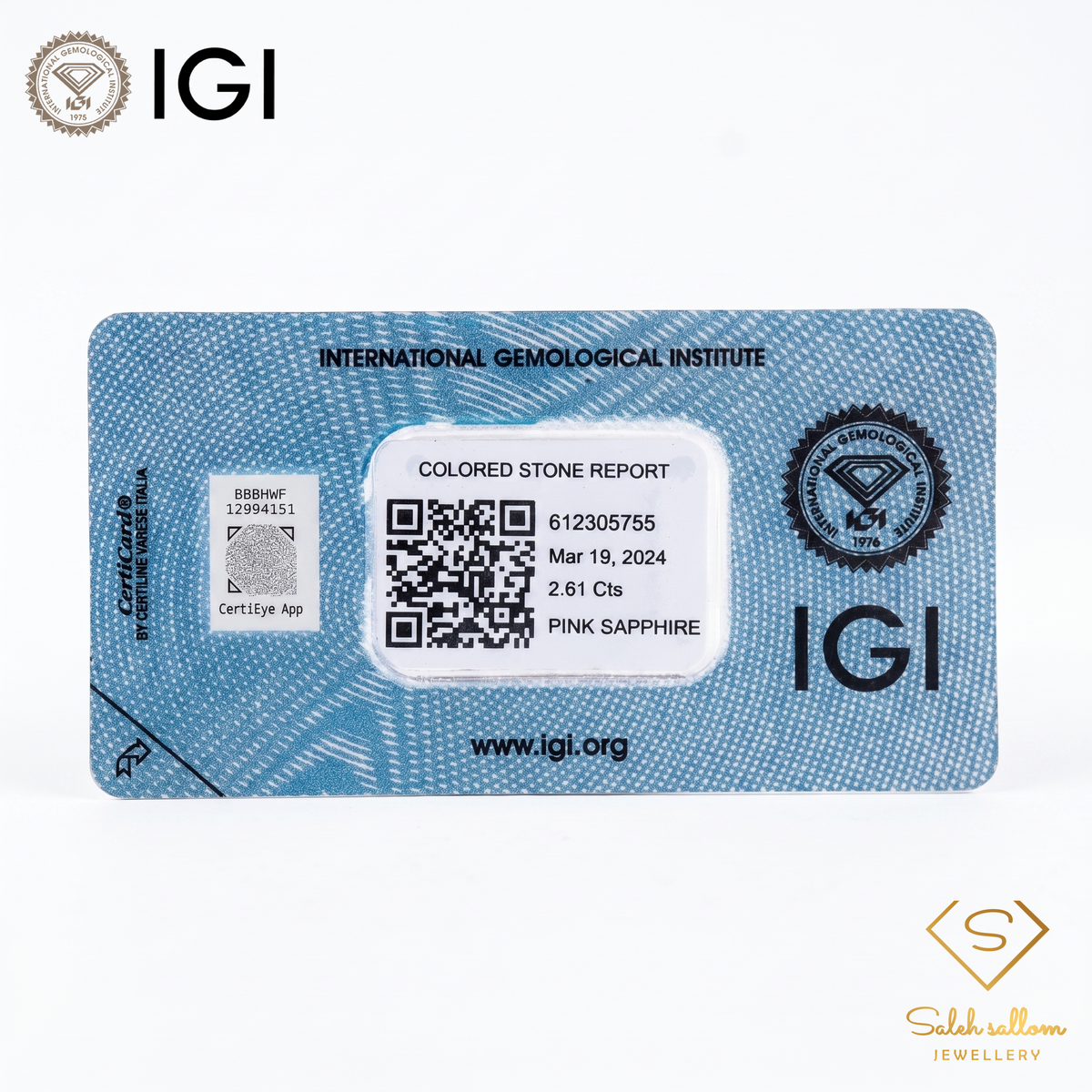 IGI Certified Natural Pink Sapphire | 2.61 Carat Oval Mixed Cut | Luxury Gemstone-Saleh Sallom