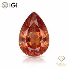 IGI Certified Orange Sapphire with Lead Glass Filling | 1.96 Carat Pear Mixed Cut | Luxury Gemstone-Saleh Sallom