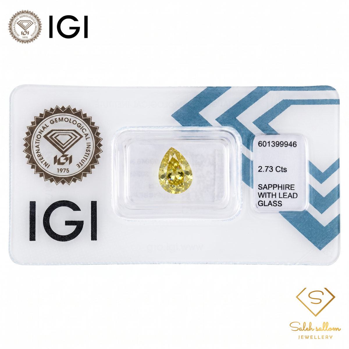 IGI Certified Yellow Sapphire with Lead Glass Filling | 2.73 Carat Pear Mixed Cut | Luxury Gemstone-Saleh Sallom