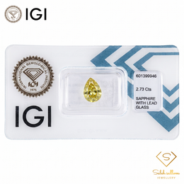 IGI Certified Yellow Sapphire with Lead Glass Filling | 2.73 Carat Pear Mixed Cut | Luxury Gemstone-Saleh Sallom