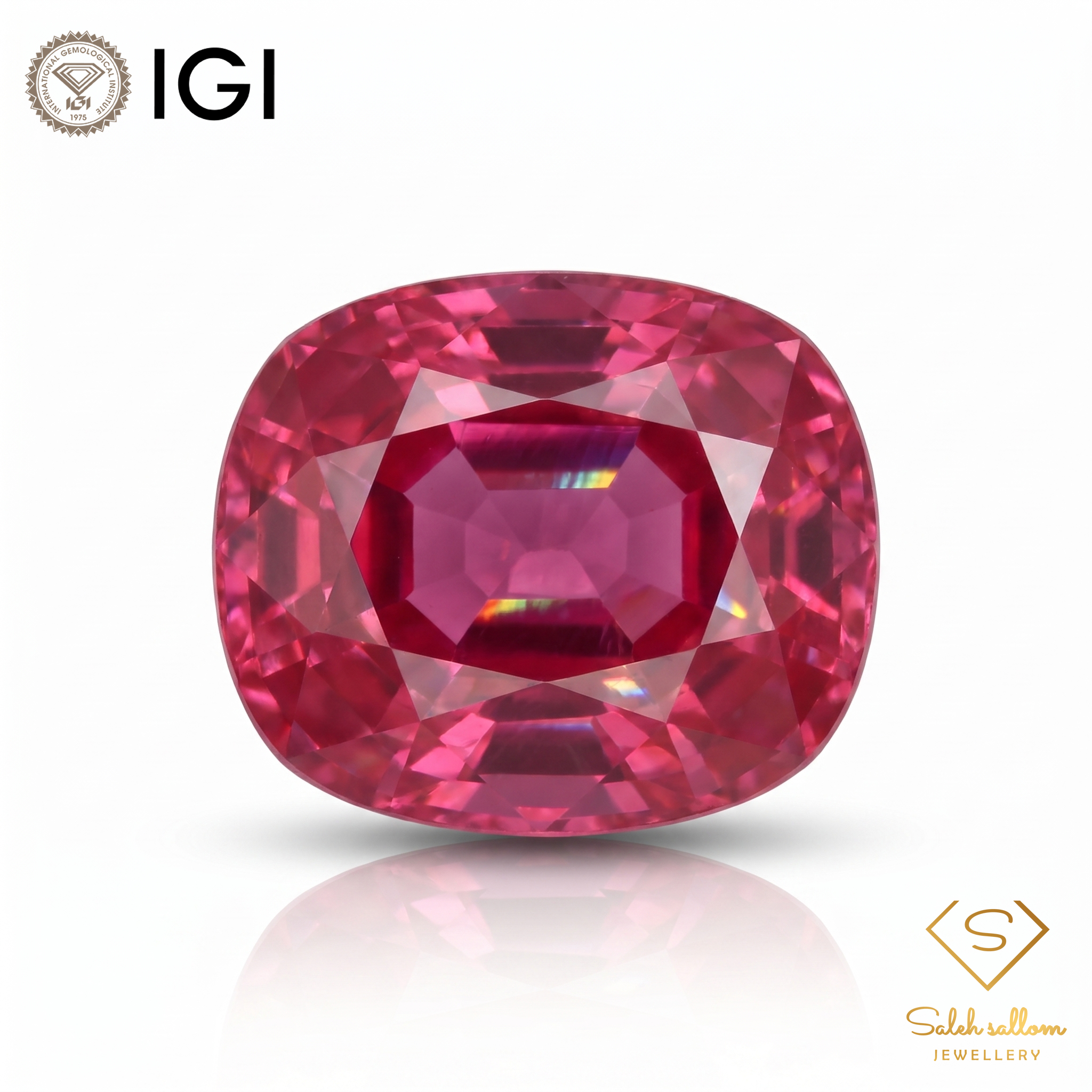 IGI Certified Pink Sapphire with Lead Glass Filling | 1.66 Carats Cushion Mixed Cut-Saleh Sallom Main image