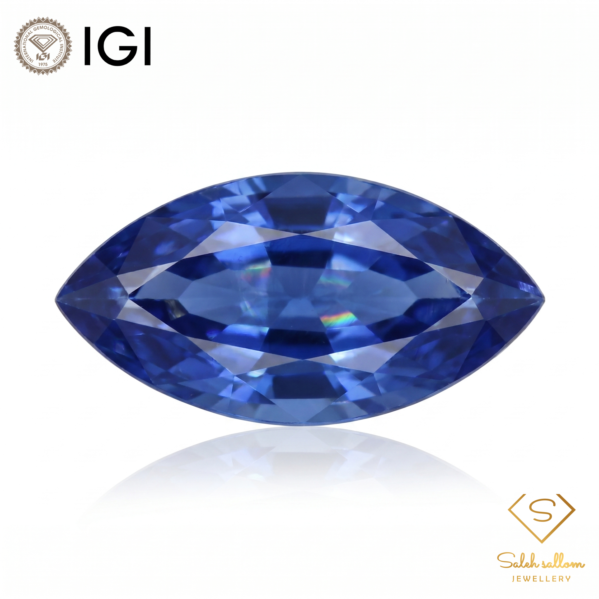 IGI Certified Blue Sapphire | 1.24 Carat Marquise Mixed Cut-Saleh Sallom Main image