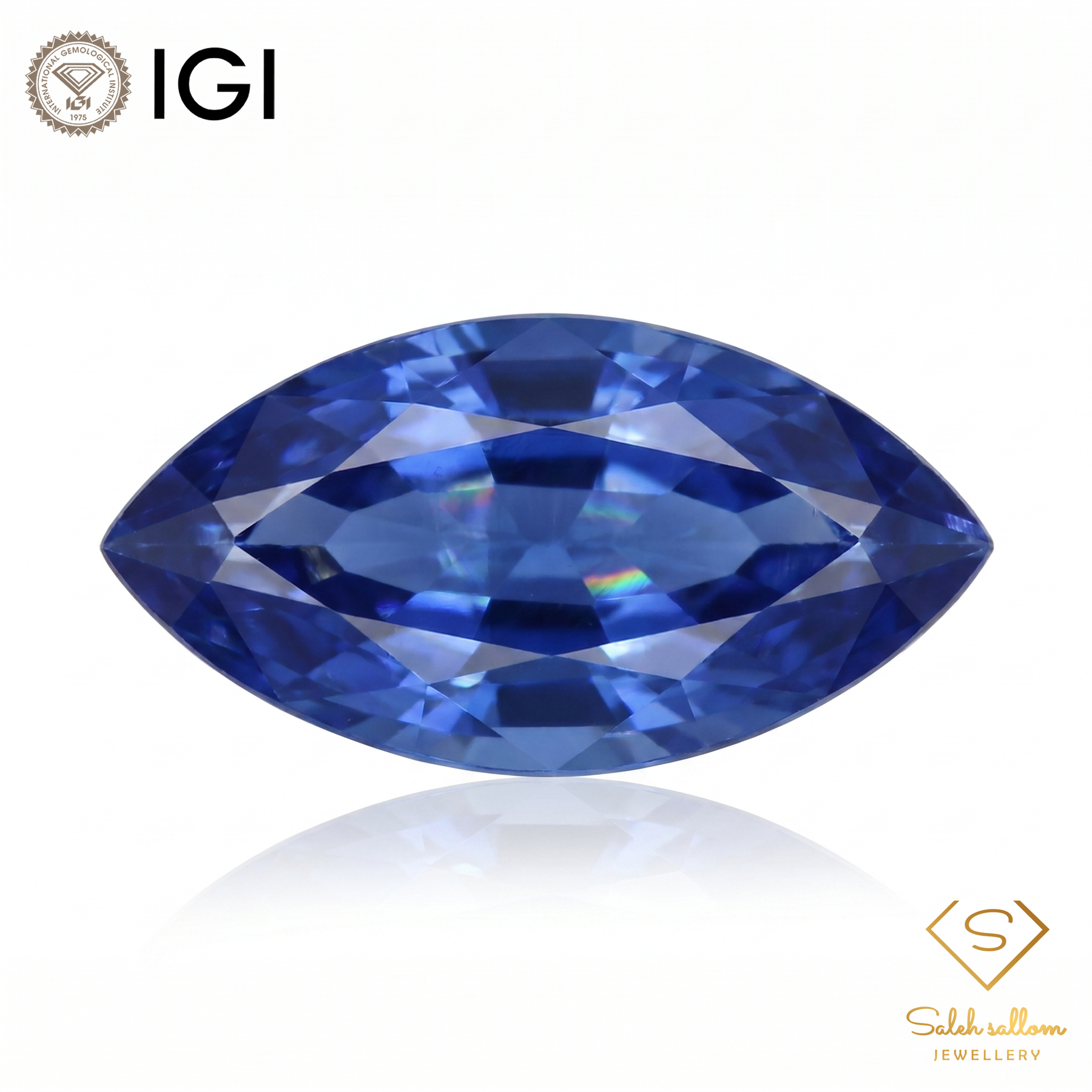 IGI Certified Blue Sapphire | 1.24 Carat Marquise Mixed Cut-Saleh Sallom