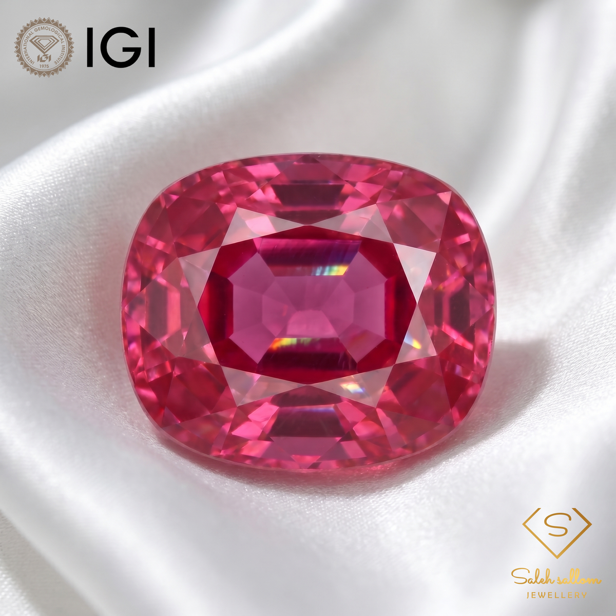 IGI Certified Pink Sapphire with Lead Glass Filling | 1.66 Carats Cushion Mixed Cut-Saleh Sallom