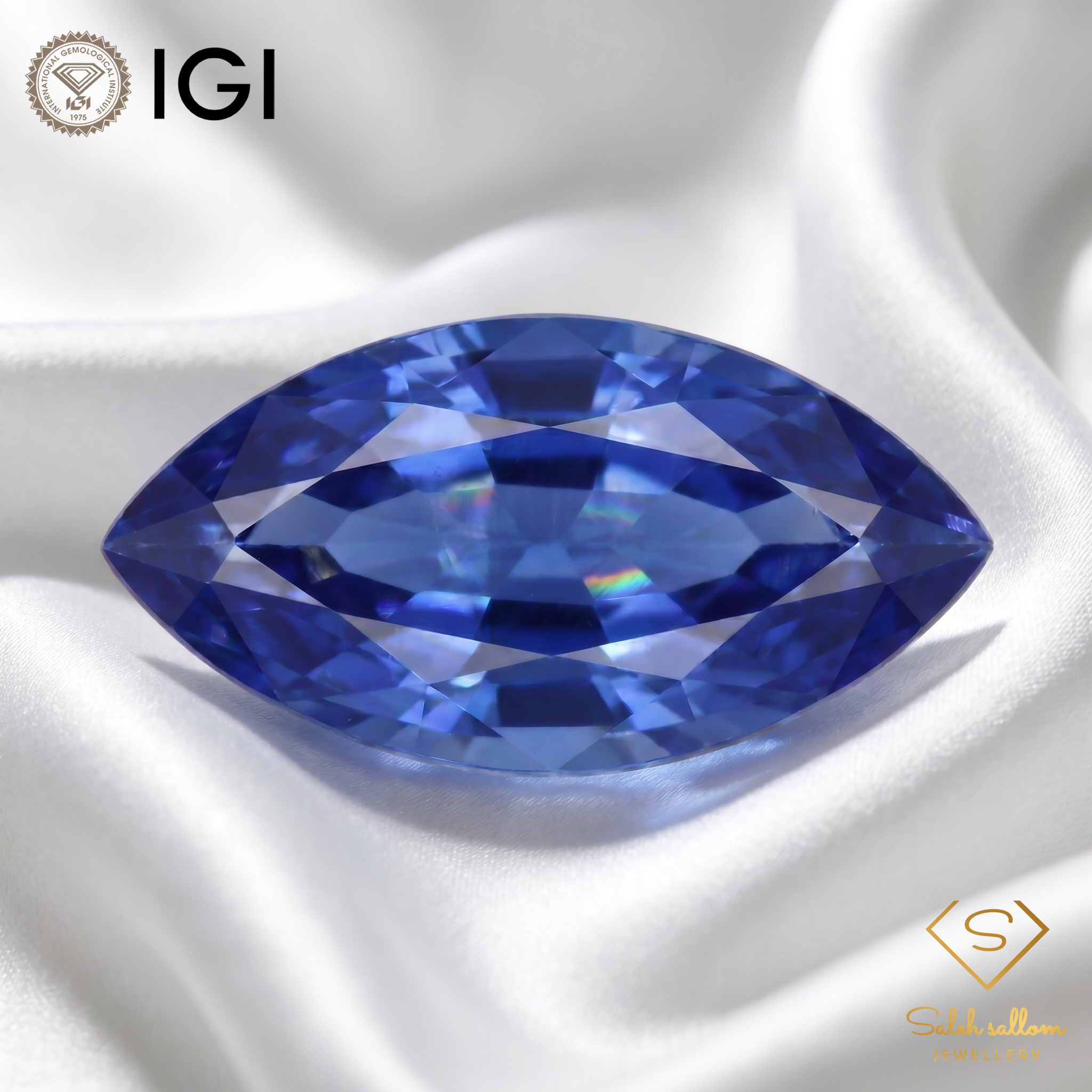 IGI Certified Blue Sapphire | 1.24 Carat Marquise Mixed Cut Secondary image