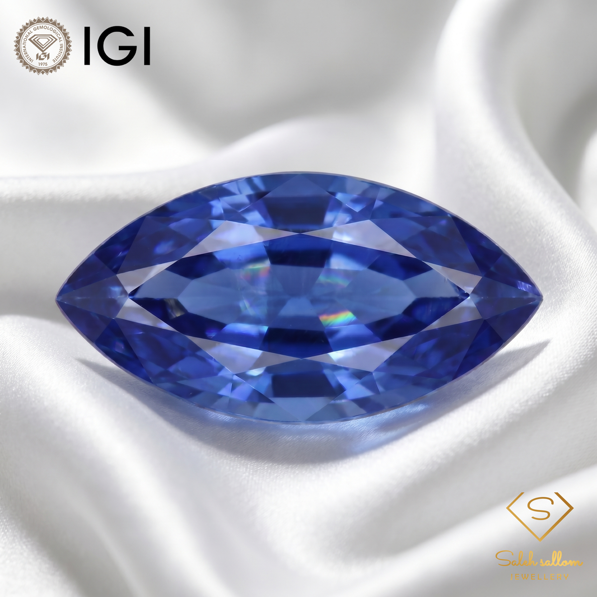 IGI Certified Blue Sapphire | 1.24 Carat Marquise Mixed Cut-Saleh Sallom